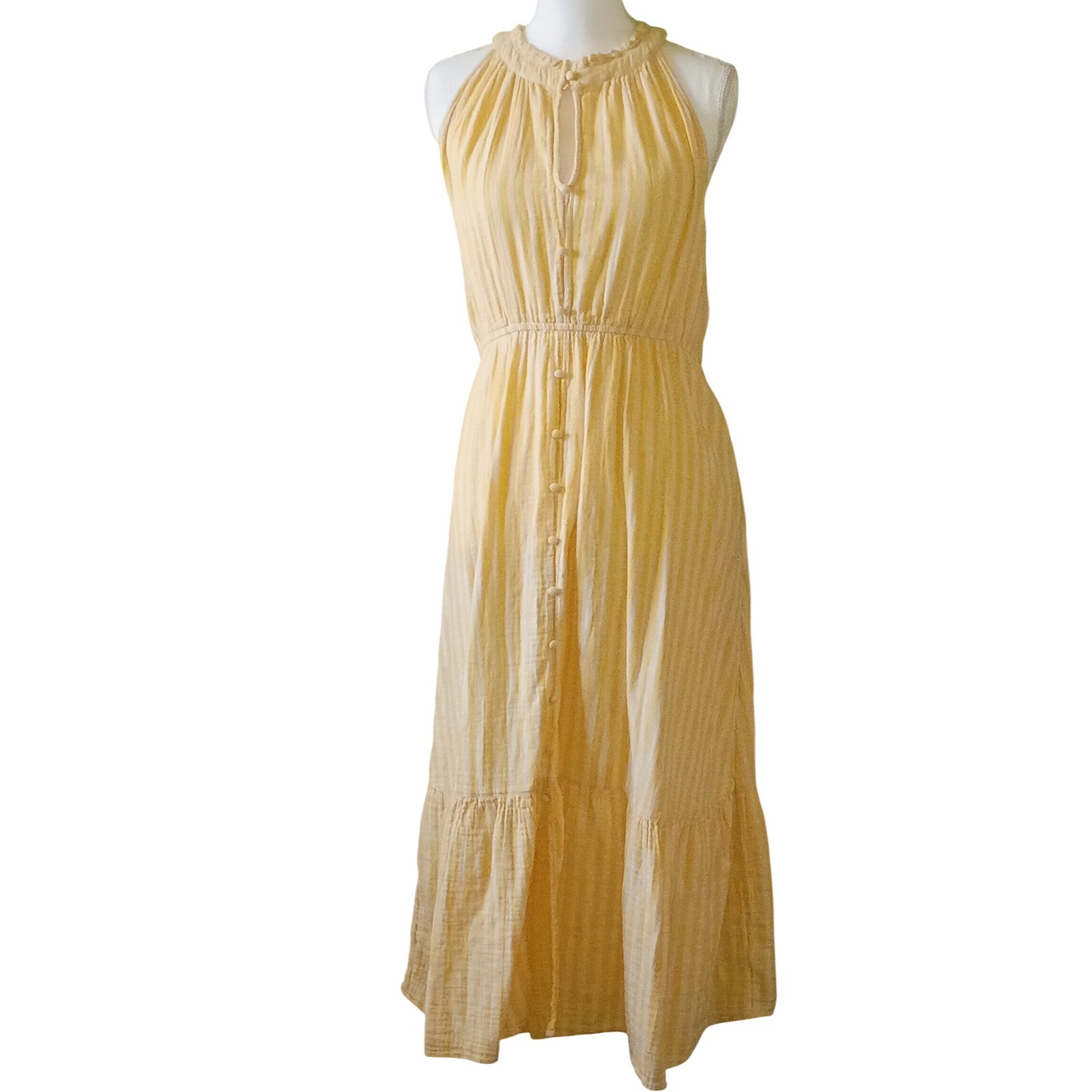Claim IT Autumn Milkmaid! Soft Yellow Maxi Dress Harvest Yellow Large 12-14