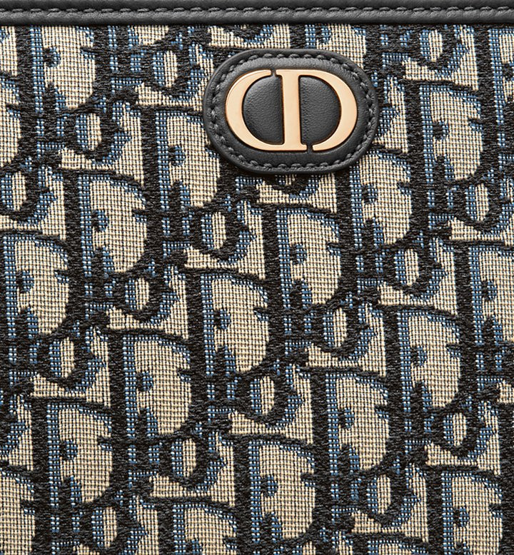 Christian Dior 30 Montaigne Dea Pouch Blue Oblique Jacquard 10.2×2.1 x7.8 in