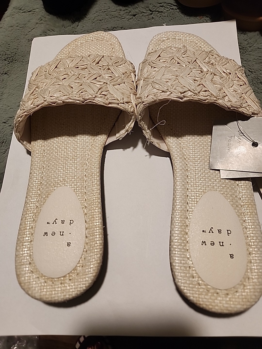 NEW A New Day Women’s Luisa Raffia Slide Sandals w/ Memory Foam Insoles Size 6.5