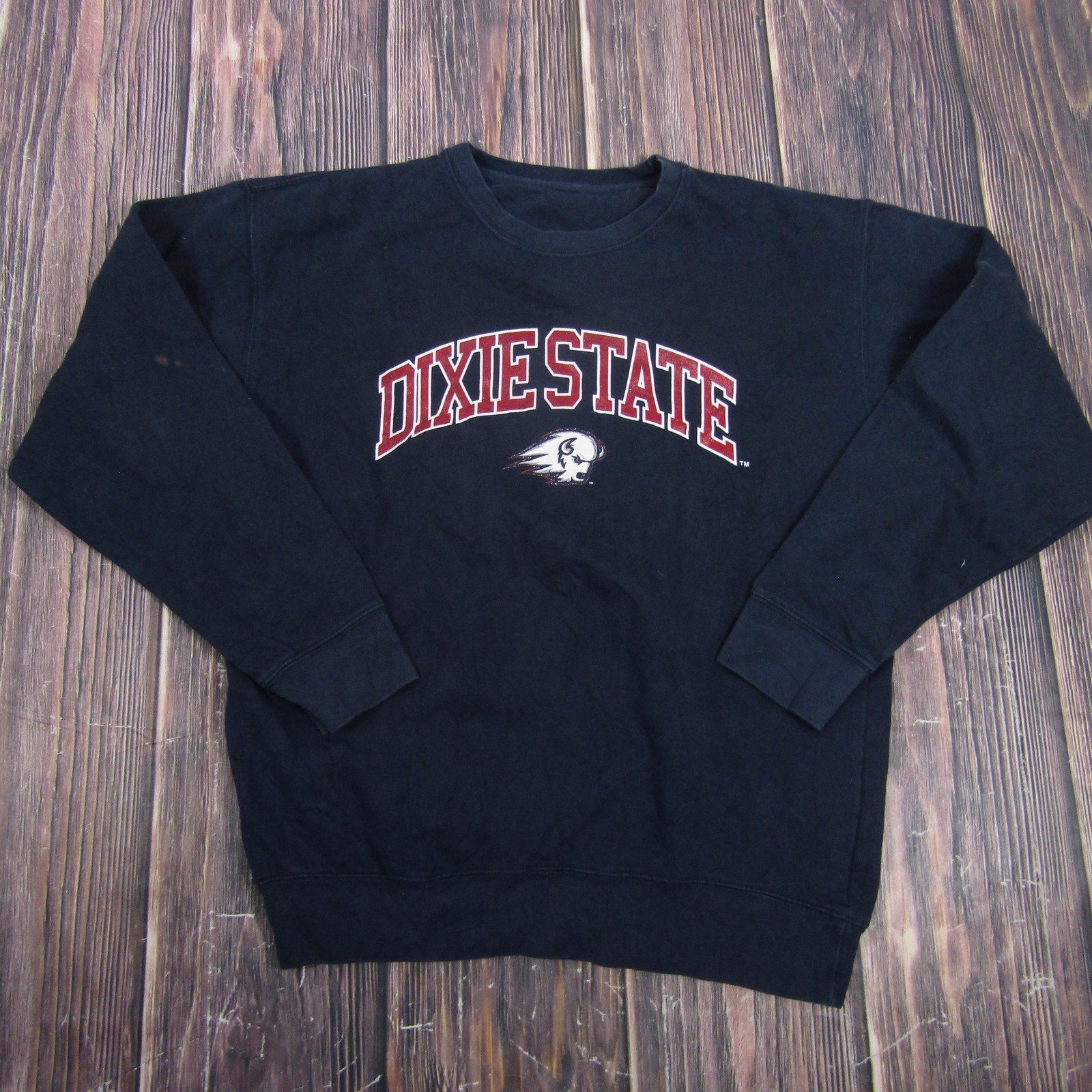 Dixie State Sweatshirt Mens Large Black College Graphic Fleece Pullover Crewneck