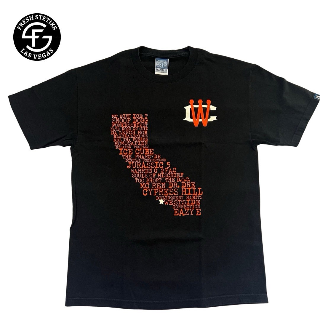 Westcoast Tee Shirt Vintage 90s Hip Hop Rap Streetwear Manifest Black Men Large