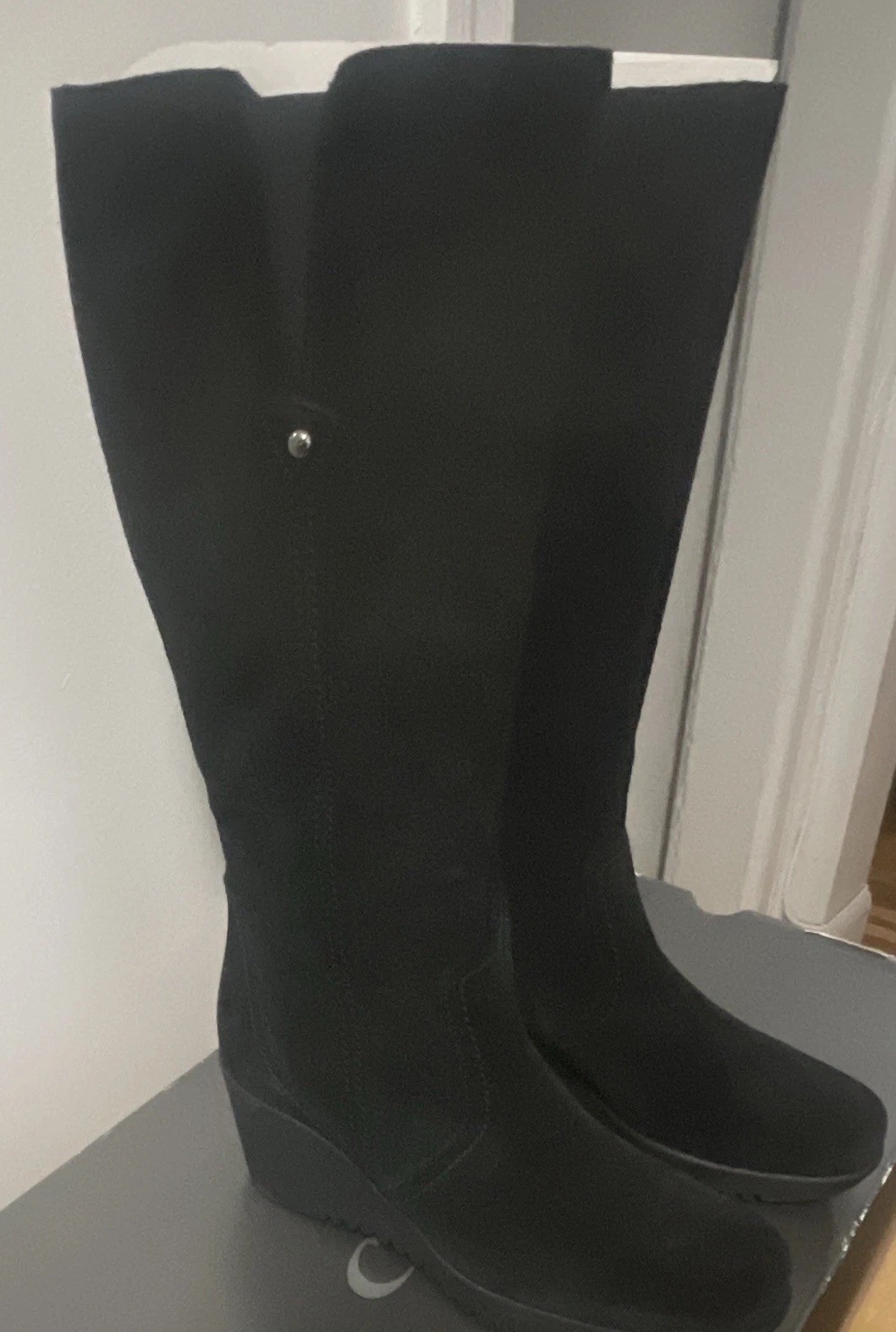 La Canadienne Grace Black Suede Knee High Zip Boots Waterproof US 7.5 EU 38