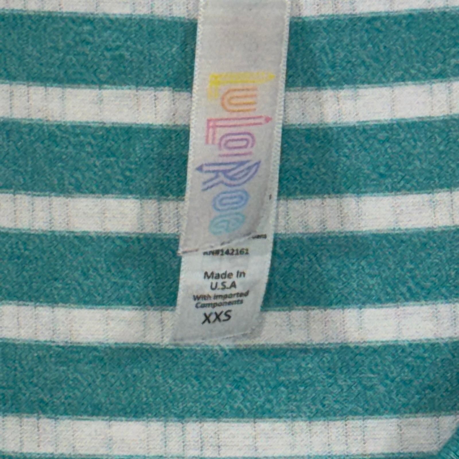 LuLaRoe Simply Comfortable Women’s Green & White Striped Ribbed V-Neck Tee XXS