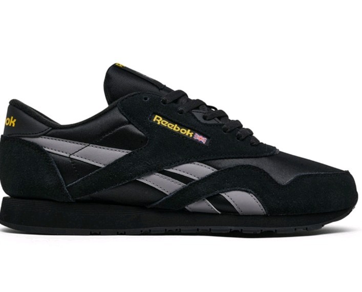 Reebok Classic Nylon Black/Gray/Yellow Men Size 9 US Brand New