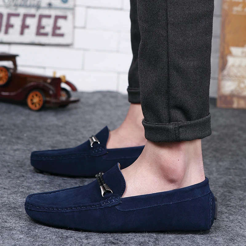 Beans Shoes Low Cut Flat Men’s Leather Driving Shoes Moccasin Leiuse Boat Shoes