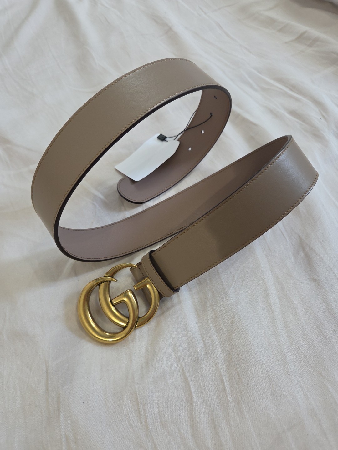 Authentic Gucci Pink Taupe Leather Belt, Women Size 30-32 IT 90CM