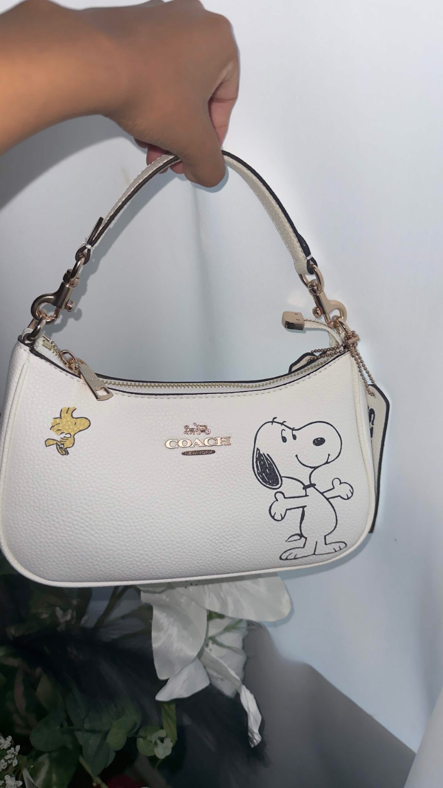 COACH x PEANUTS Snoopy Teri Shoulder Bag Chalk Multi CBJ76 Leather NEW NWT