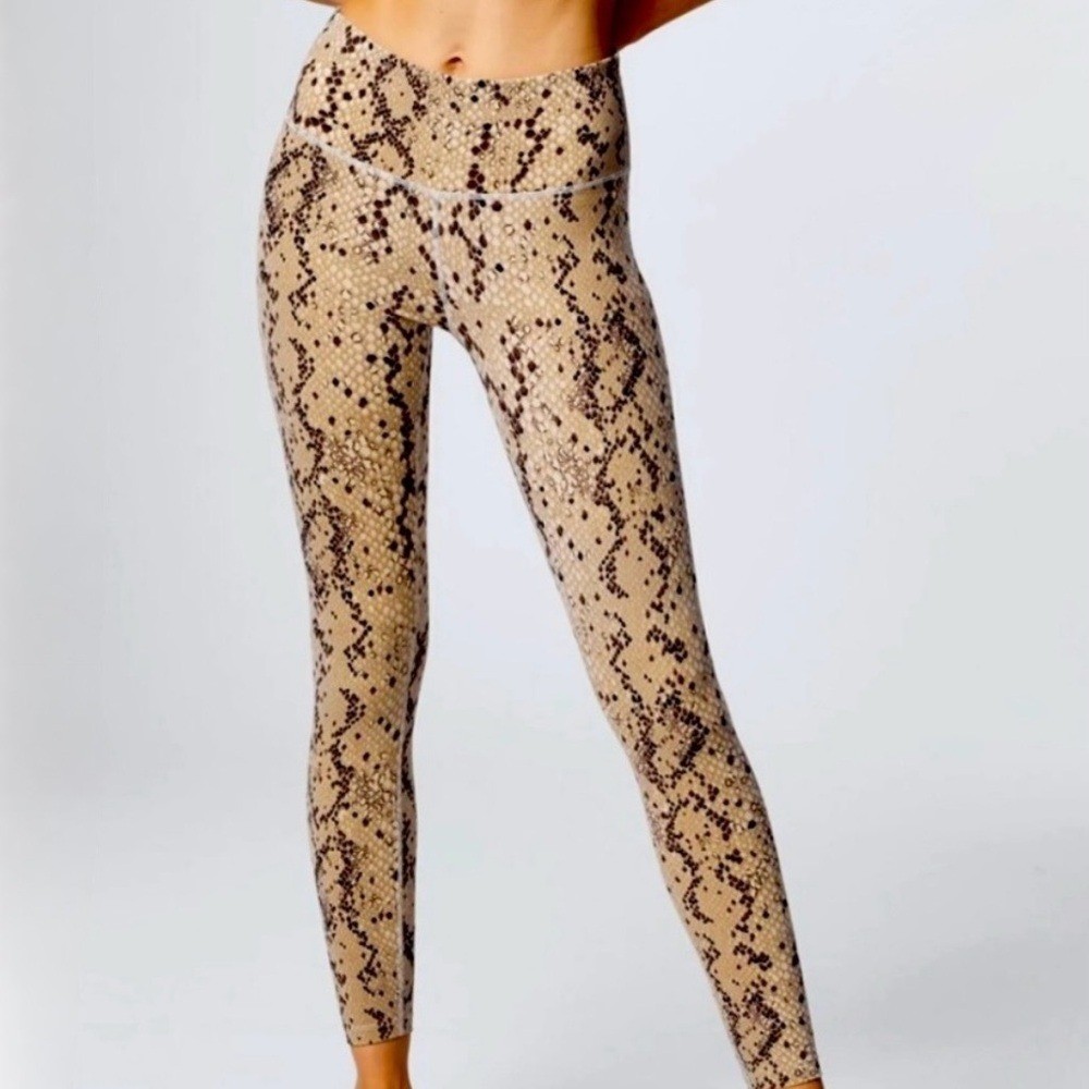 VARLEY Tan Mojave Snake Century High Waist 7/8 Legging Active Workout Size XS