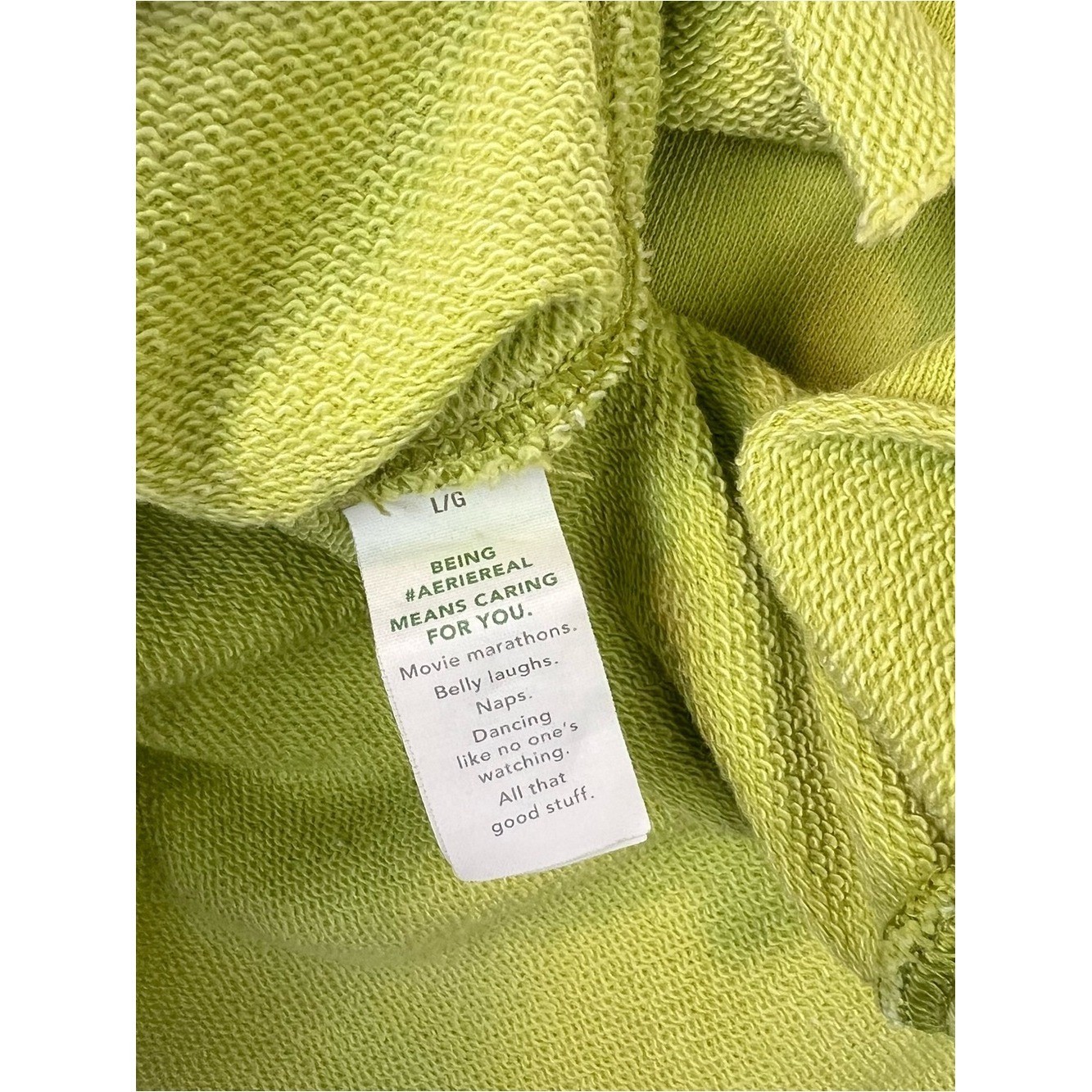 Aerie Oversized Lime GreenPullover Staying Kind Feeling Cool Crewneck L
