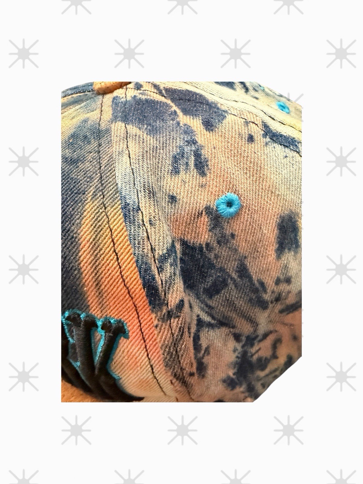 Muka New York Snapback Hat Tie Dye Cork Brim Blue Black Streetwear Cap NWOT