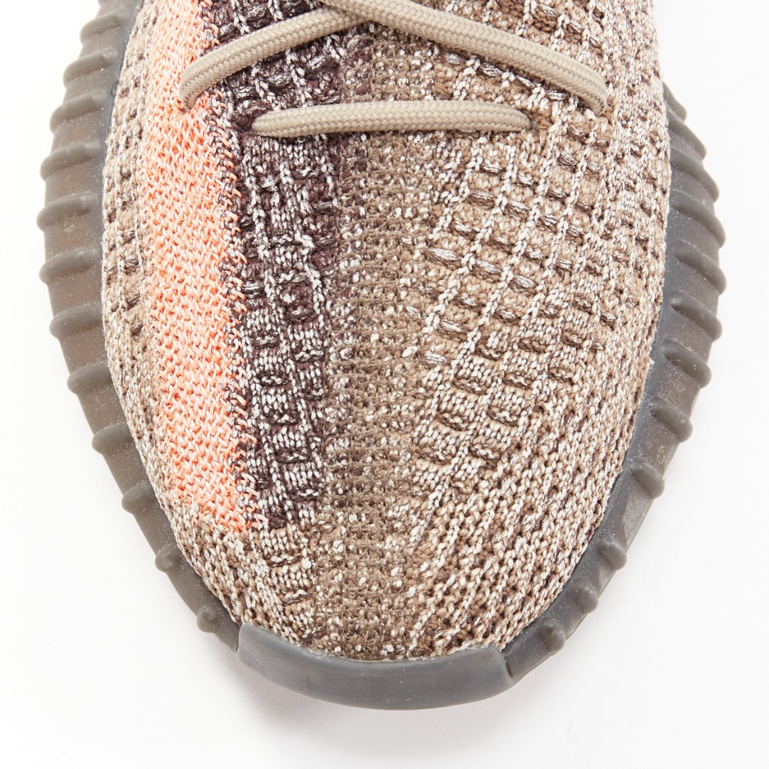YEEZY Boost 350 V2 Ash Stone orange knit lace up chunky sneakers UK8 EU42