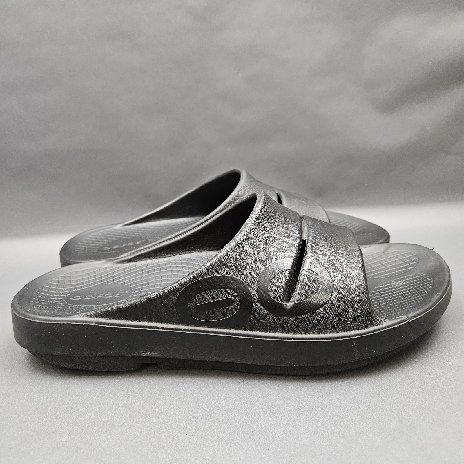 OOFOS Ooahh Sport Slide Sandals Mens Size 11 Black Recovery Comfort Shoes