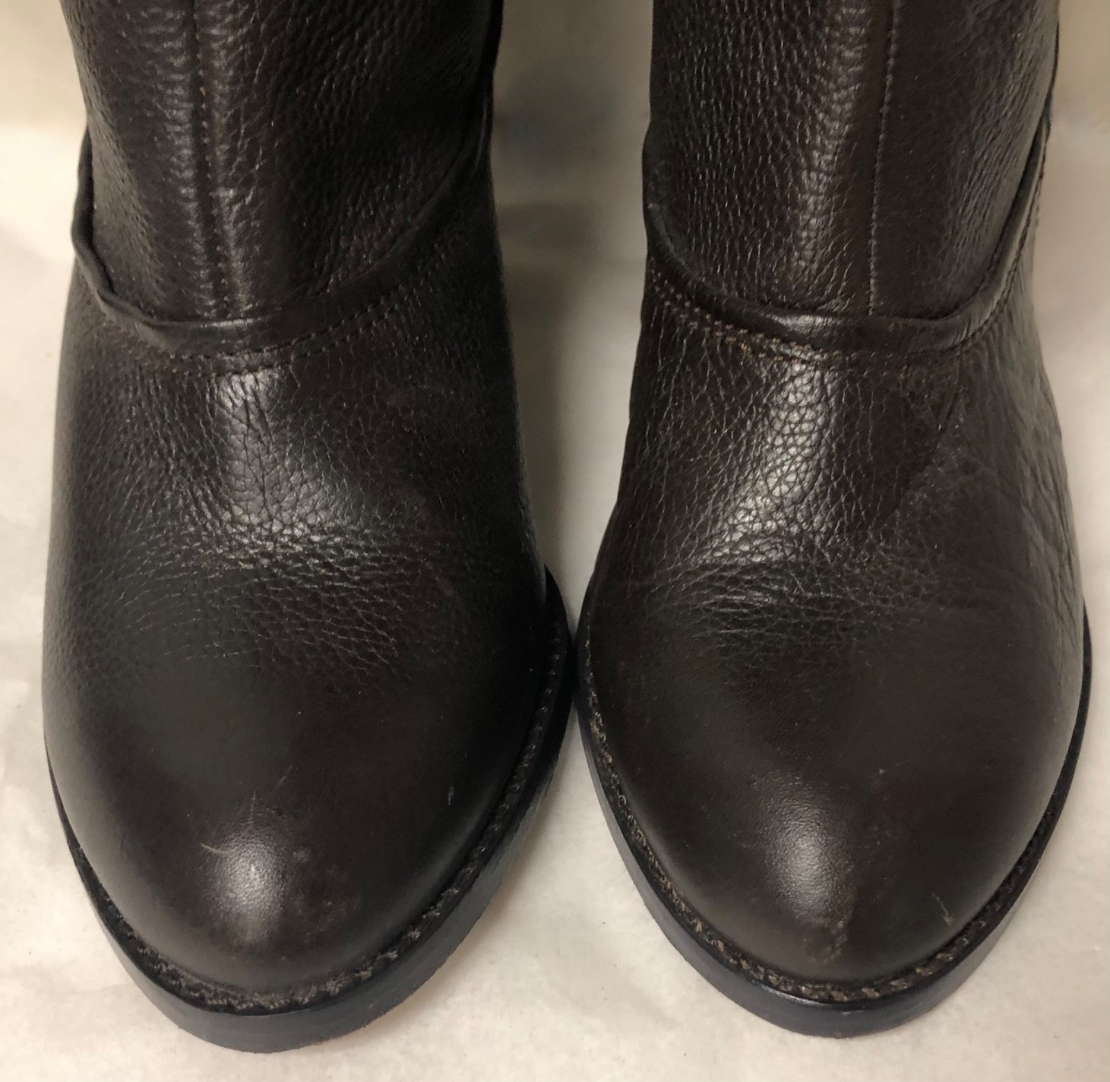 JESSICA BENNETT TALL WESTERN CAMPUS RIDING BOOTS BROWN LEATHER STACK HEEL SZ 6M