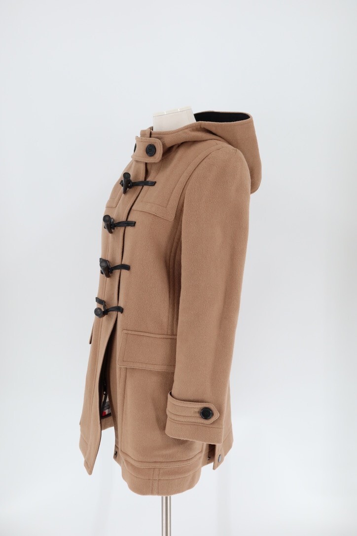 Burberry Women Size 4 (UK 6) Brown Baysbrooke Wool Check & Hearts Duffle Coat