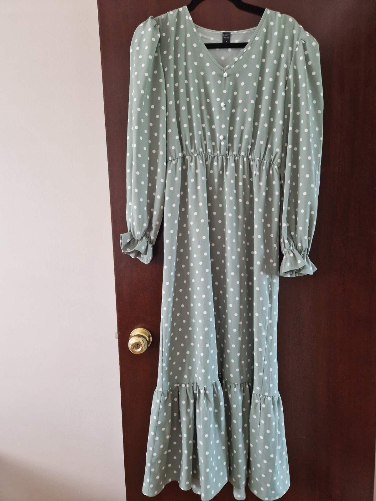 Emery Rose Dress Size Small Midi Long Green Polka Dot Wedding Occasion Summer