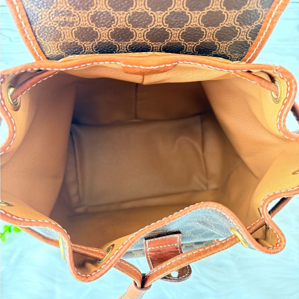 Celine Vintage Macadam PVC Leather & Canvas Backpack with COA
