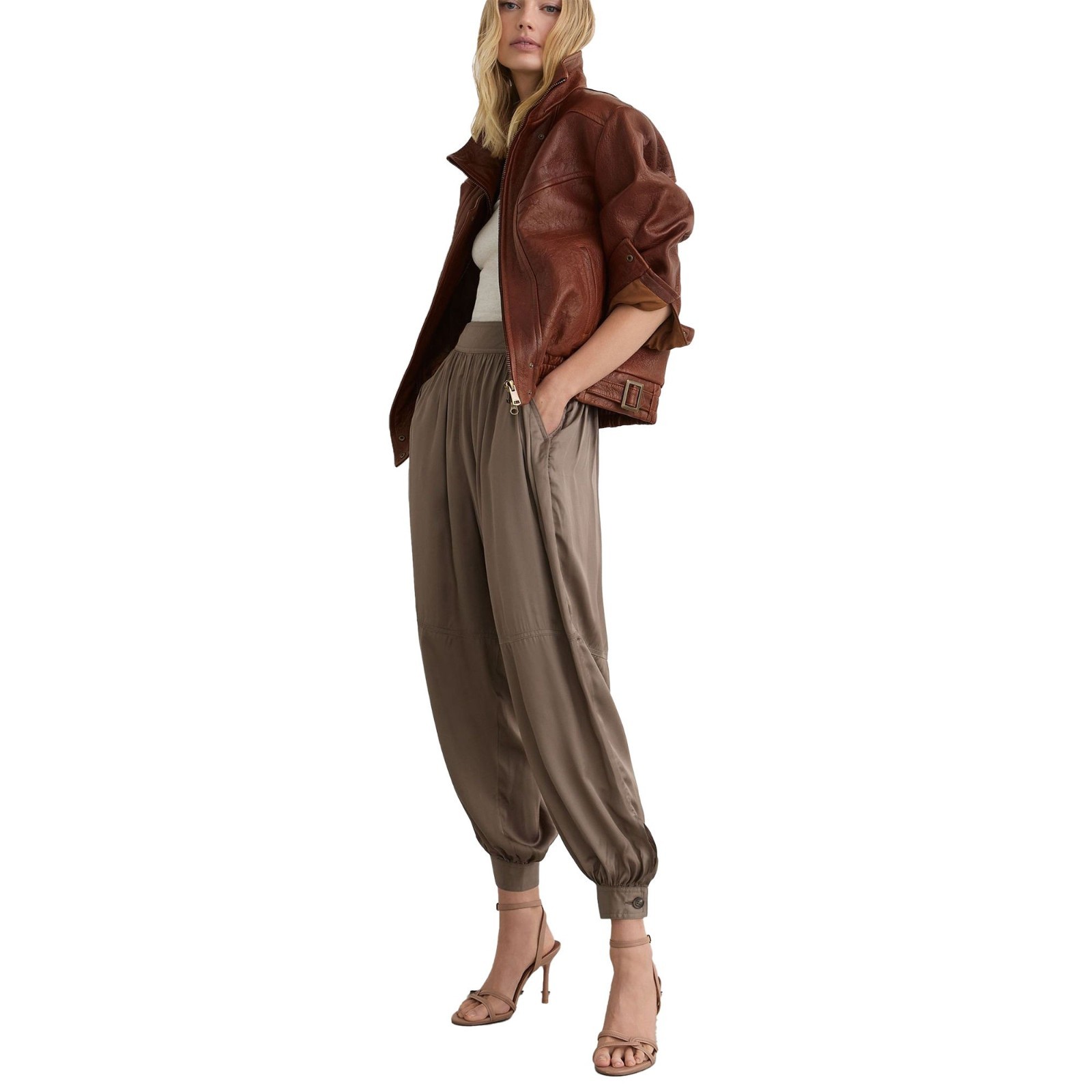 Women Real Leather Jacket Brown Oversized Streetwear B2K Fashion Coat Gift