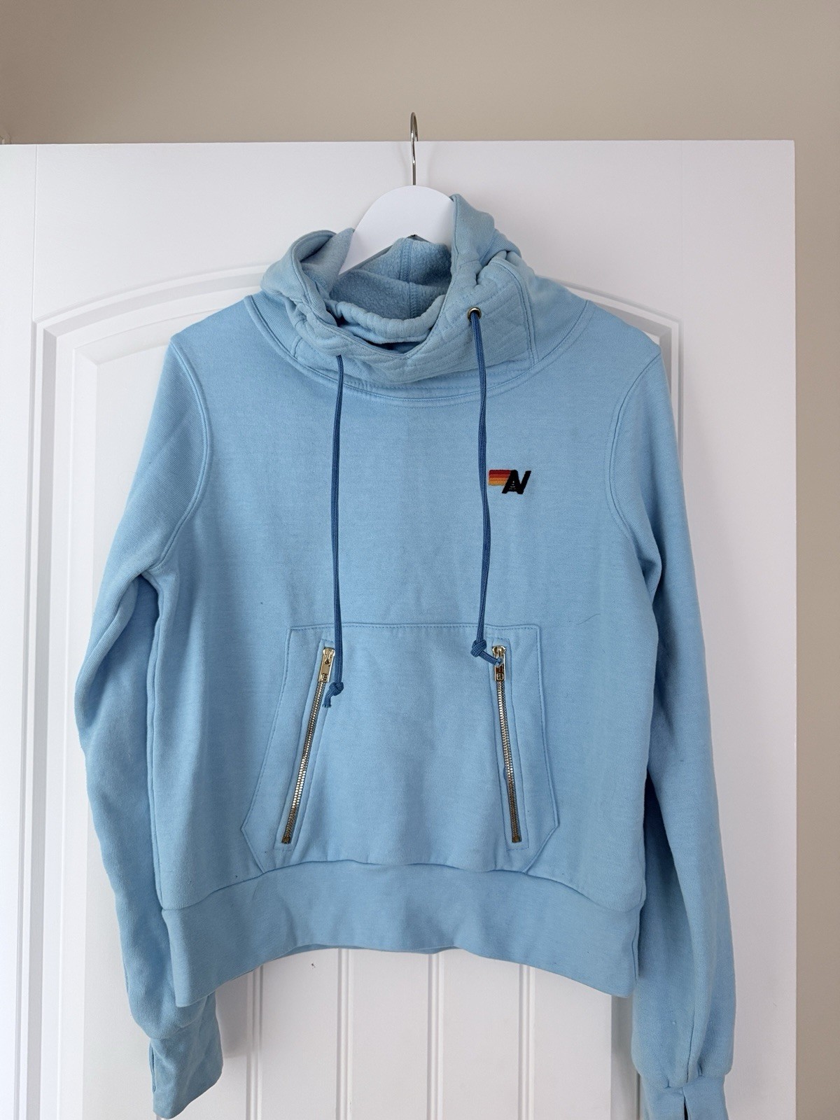 Aviator Nation Ninja Pullover Hoodie Size S Turquoise