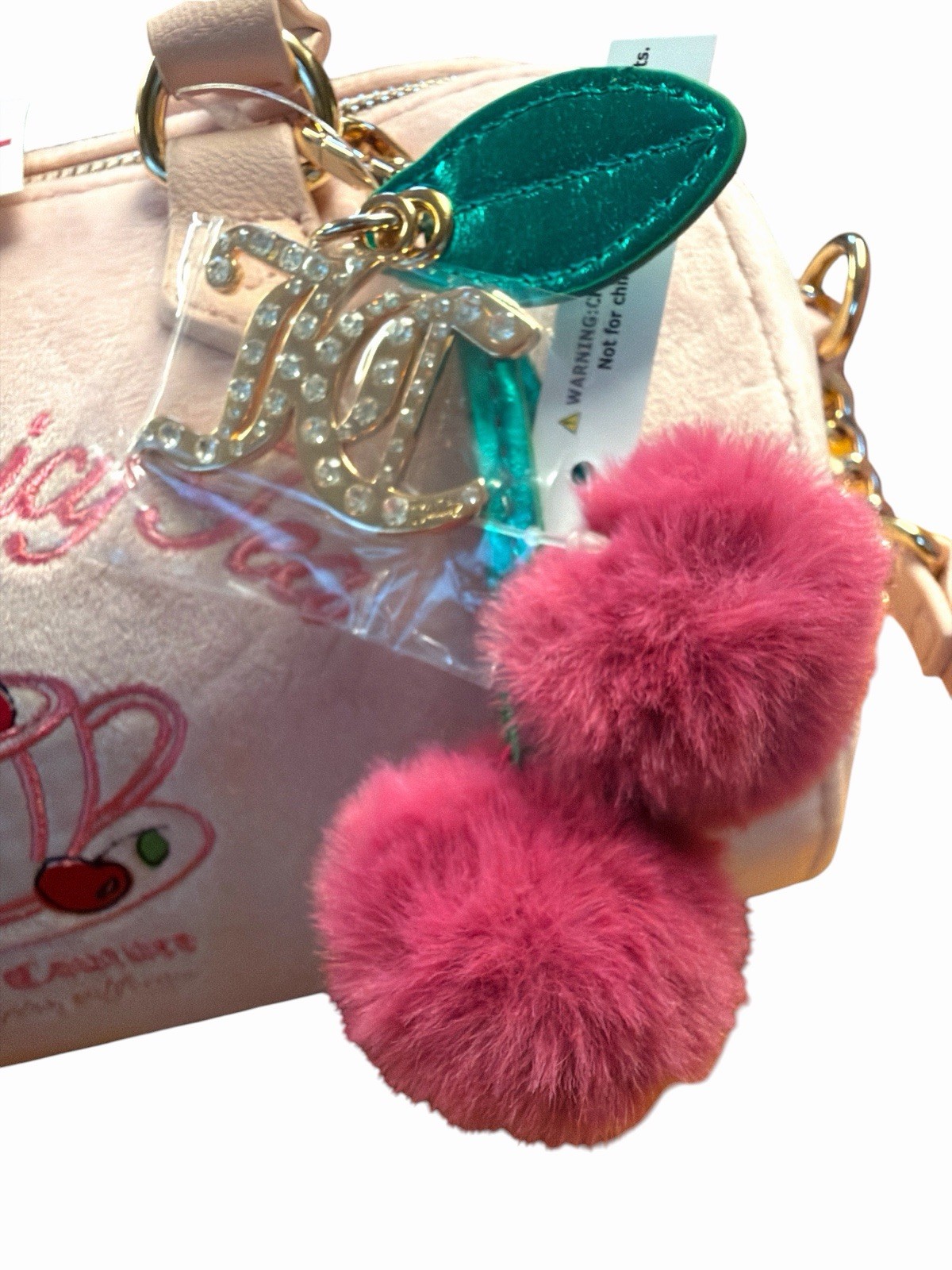 Juicy Couture Sweet Tea Party Satchel Crossbody Bag Pink Clay Embroidery Cherry