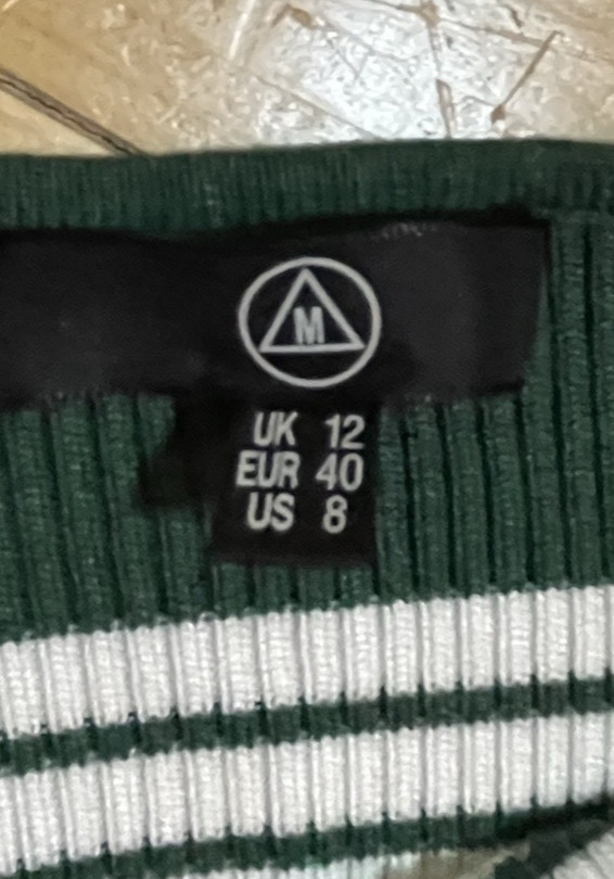 Missguided, deep Green And White Stripe Body Con Dress Size 12, frill at wrist