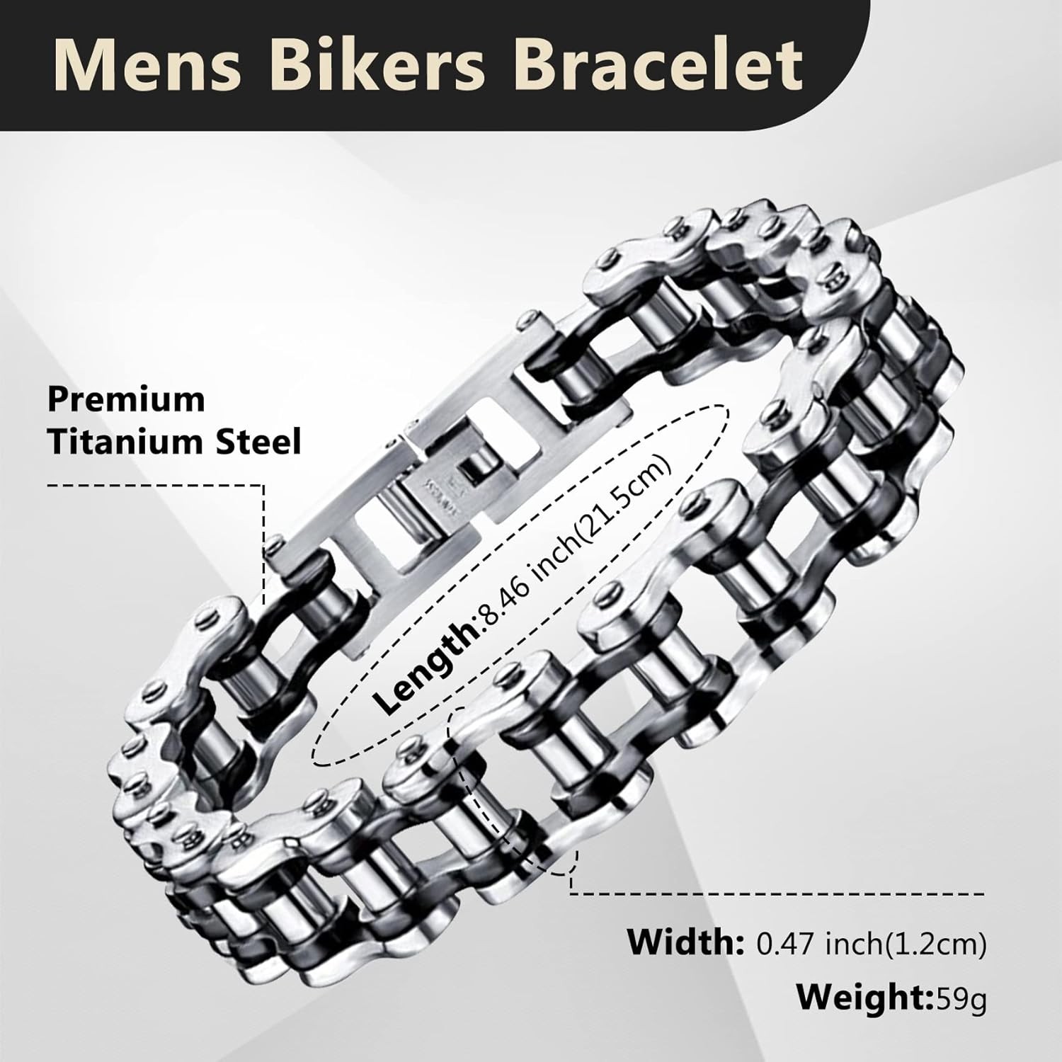 Feraco Mens Bikers Bracelet Stainless Steel Motorcycle Bike Chain Bracelets 8.4