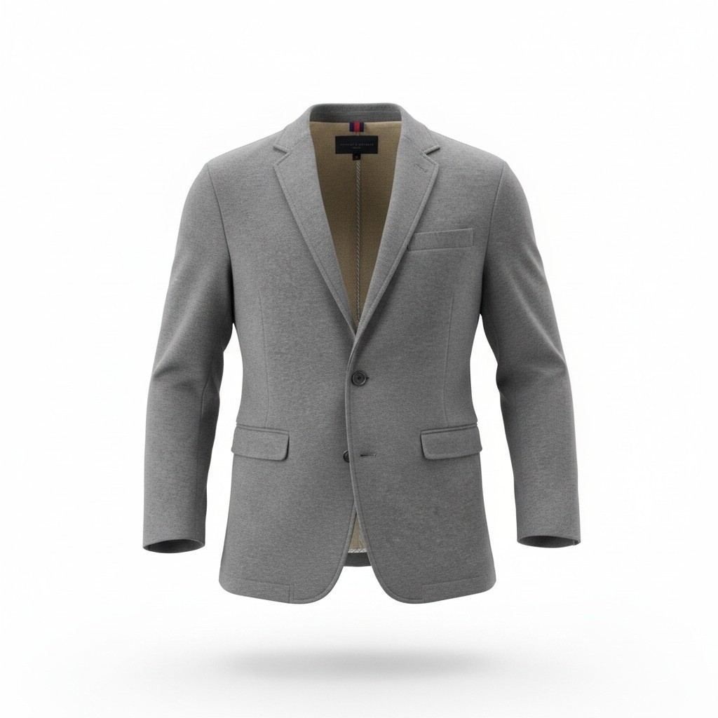 Cremieux Knit Blazer Mens Large Grey Cotton Blend Two Button Sport Coat Jacket