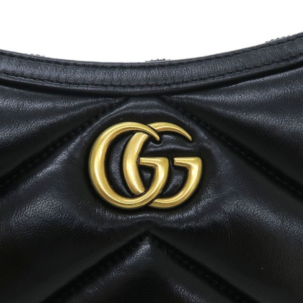 Gucci GG Marmont Chevron Quilted Black Calf Leather Small Shoulder Bag 777263