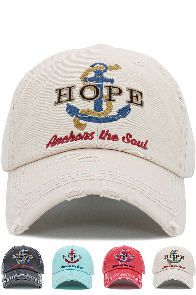 KBETHOS Embroidered Hope Anchors The Soul Vintage Distressed Baseball Cap Hat