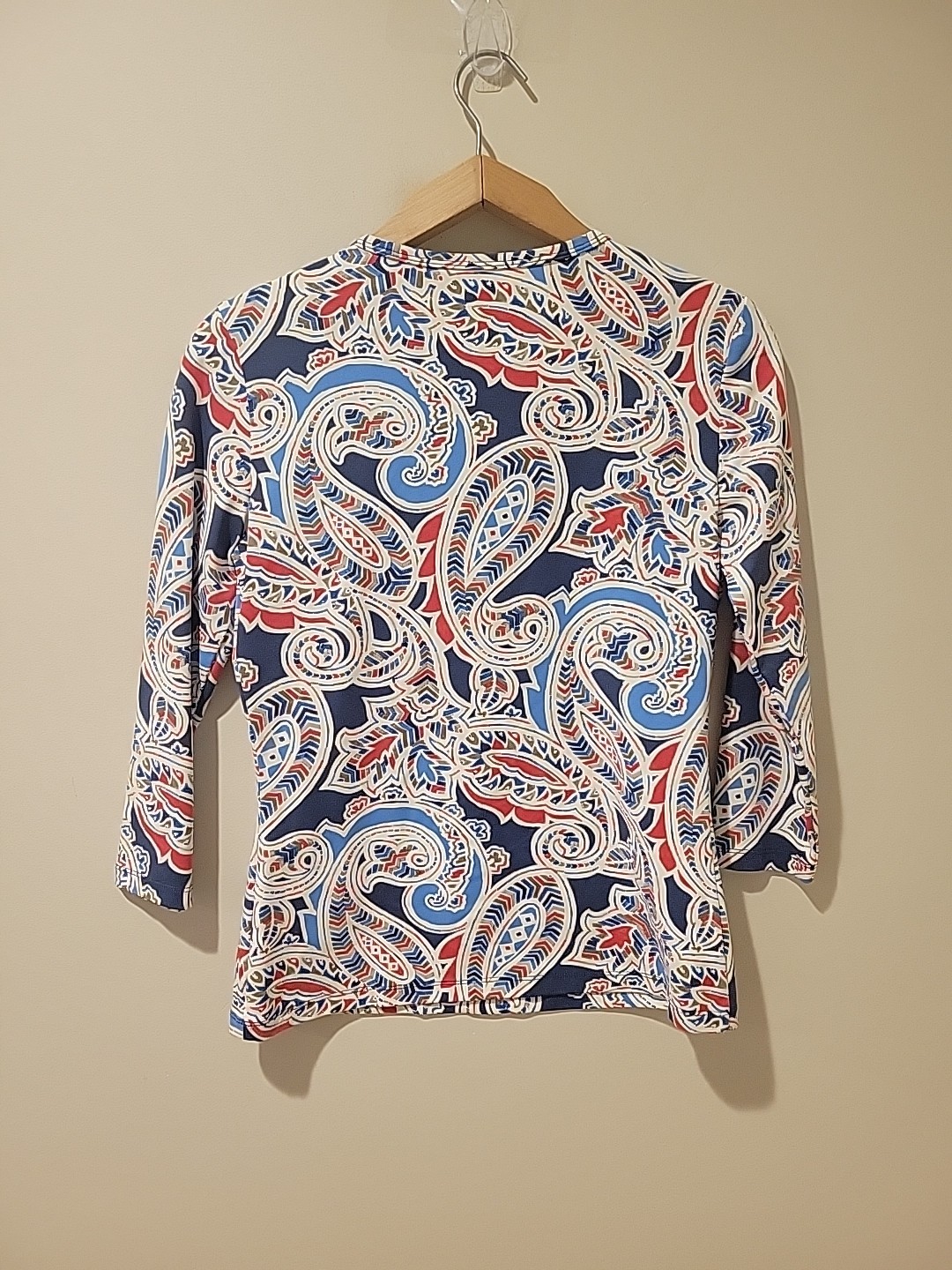 NWT J. Mclaughlin Shirt Signature Catalina Navy/Coral Folklore Long Sleeve Top S