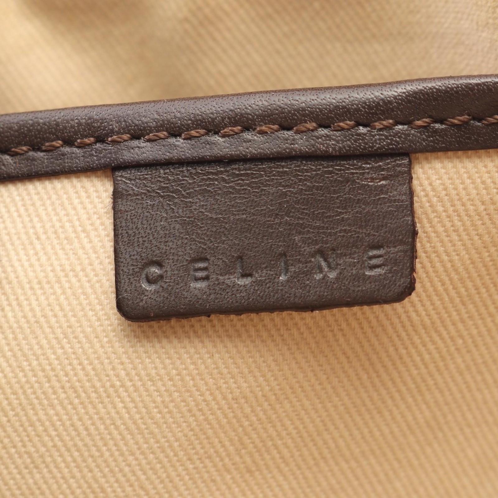 CELINE C Macadam Shoulder Tote Bag canvas leather Brown Beige Used Women