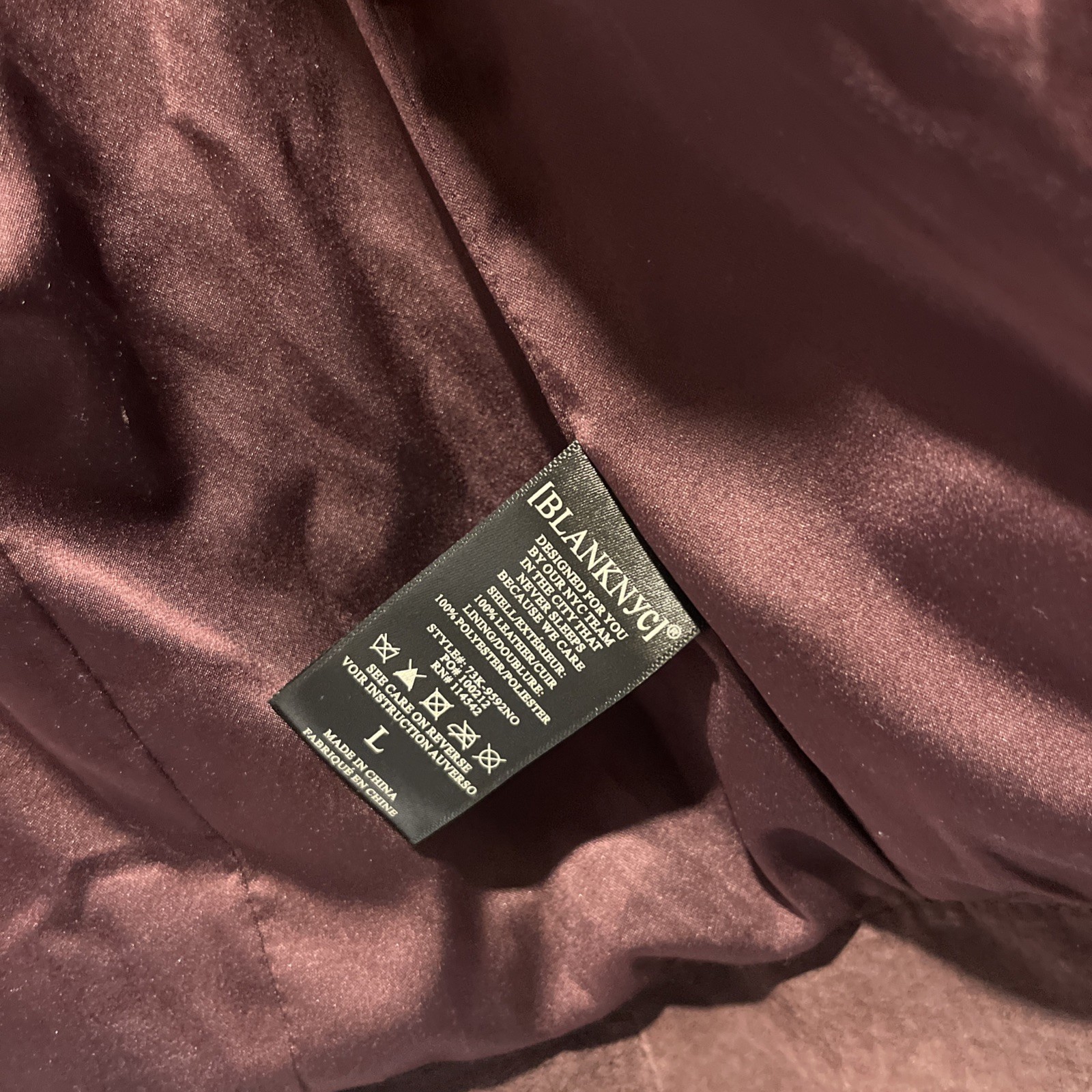 Blank NYC 100% Vegan Suede/Leather Moto Jacket-Womens L-Maroon/Brown-Full Zip