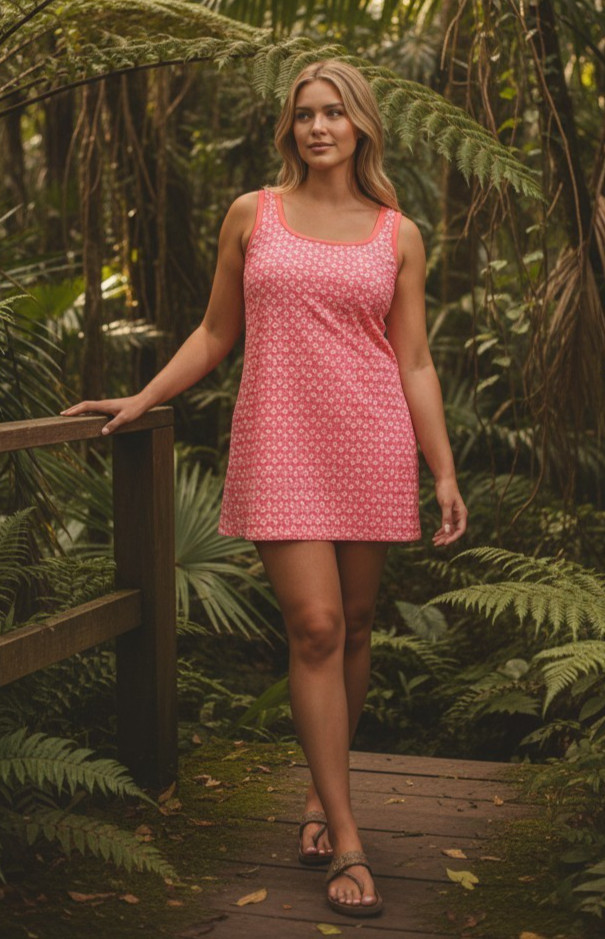 LANDS’ END NWT $78 Swimsuit Bathing Suit Geo One Piece Swim Dress Size Large