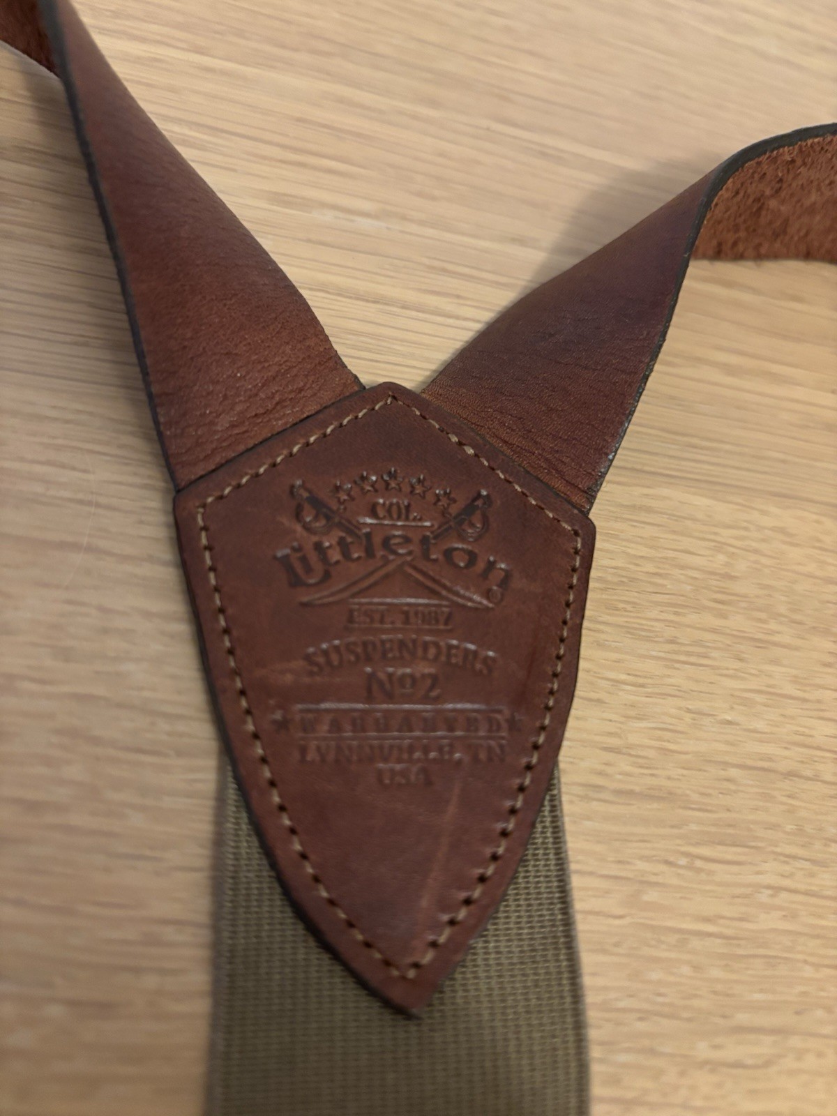 Col Littleton No. 2 American Buffalo Suspenders W/Brass Belt Loop Clasps Nice!