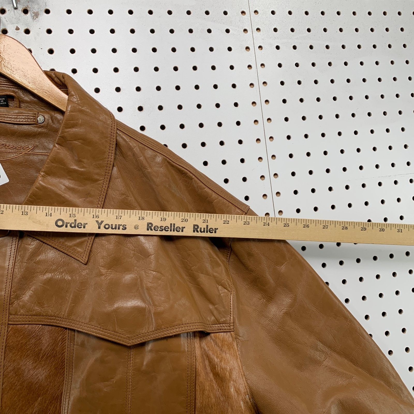 Vintage Davoucci Leather Jacket Men 6XL Brown Hair On Hide 80s 90s Rodeo Western