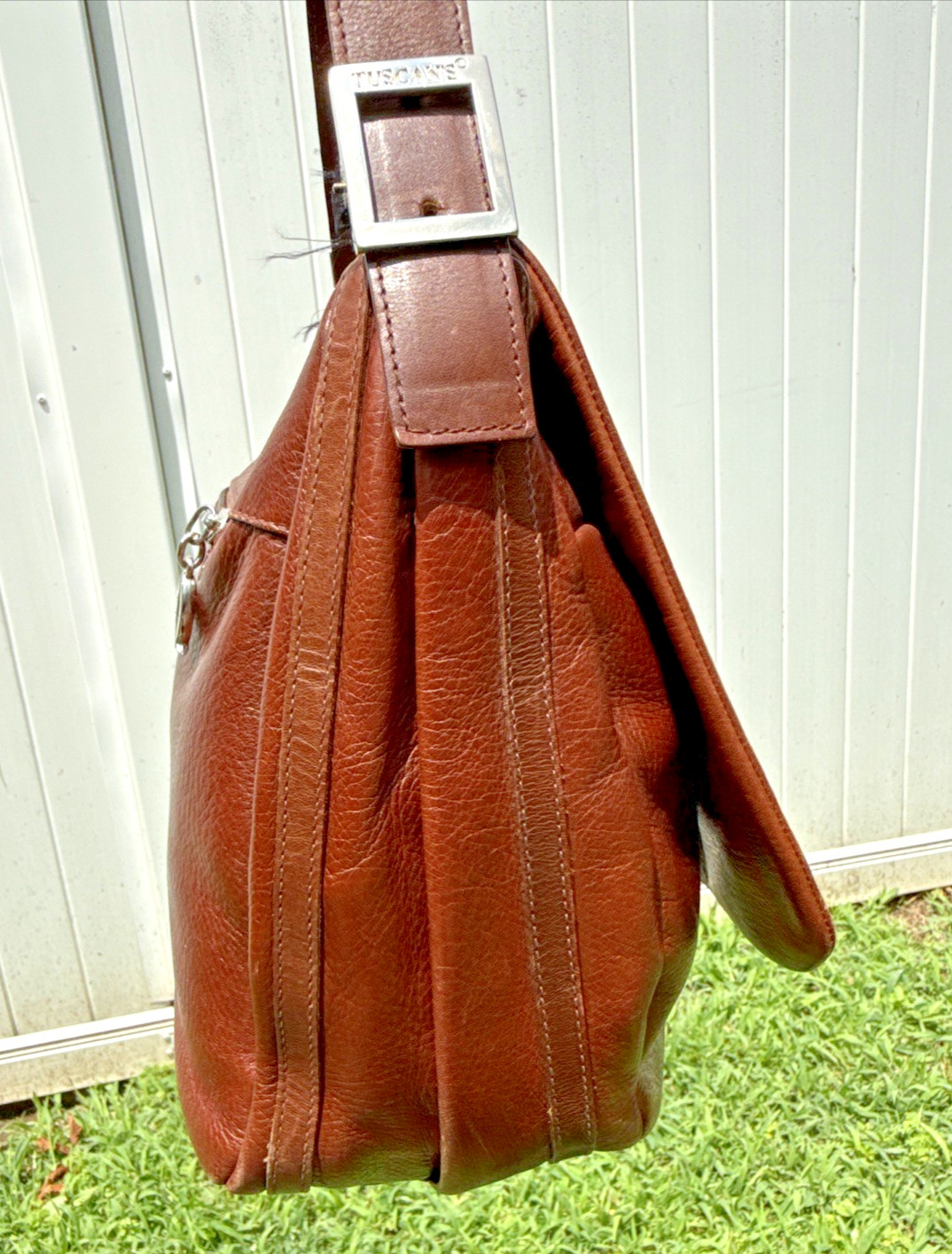 Tuscan’s Brown Italian All Leather Shoulder Satchel Mailbag Saddle Bag Adustable