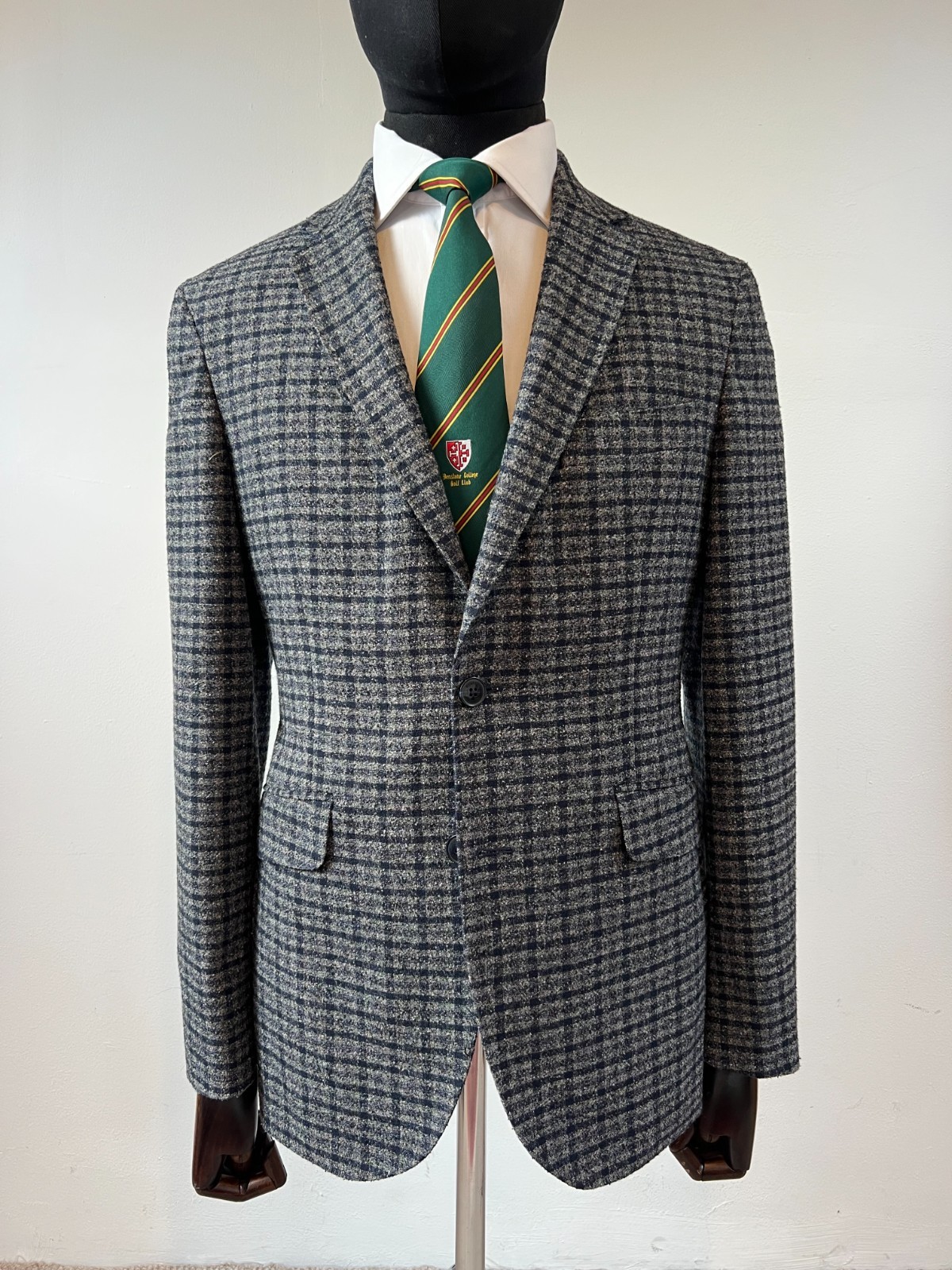 Hackett Grey & Blue Checked Boucle Cloth Unstructured Jacket RRP £650 – Size 40″
