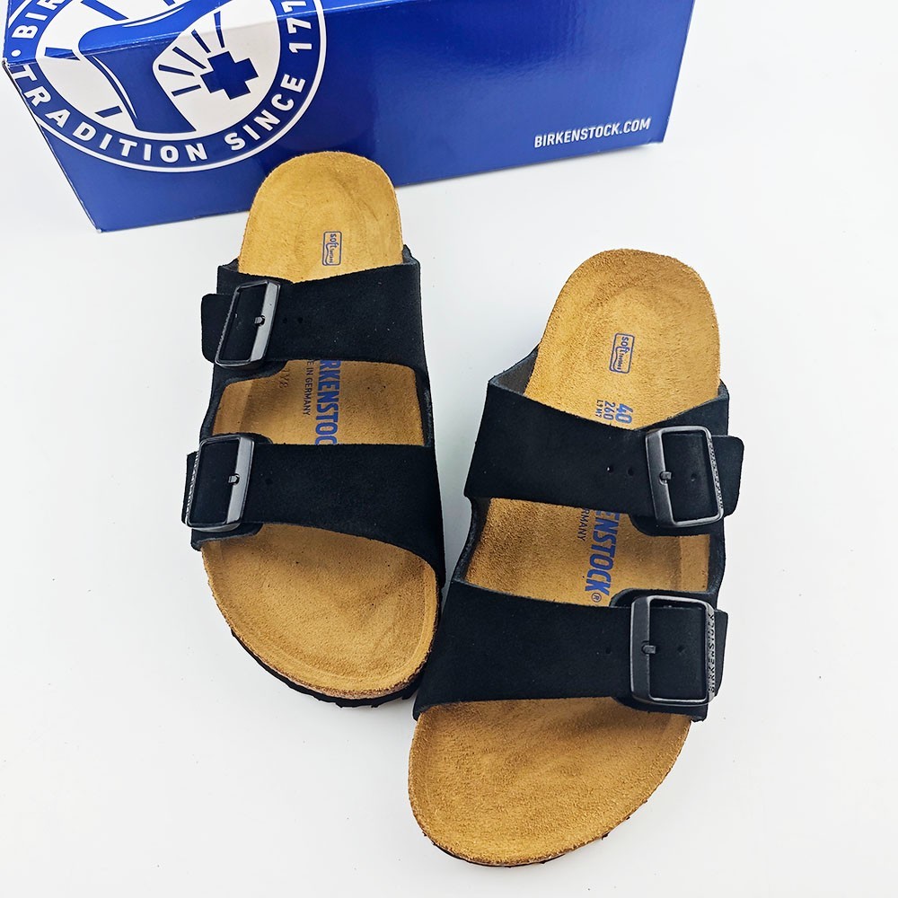 Birkenstock Arizona Black Suede Leather Unisex Sandals Size EU 37-45