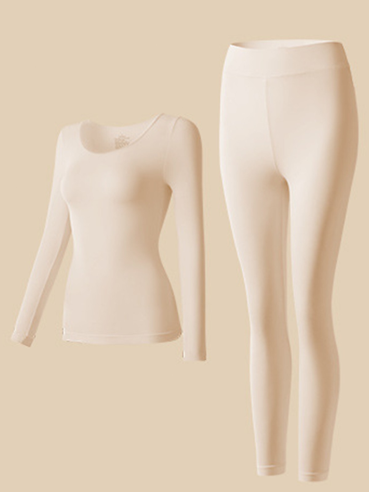 Women Super Thin High Elasticity Thermal Long Johns Underwear Top&Bottom 2PC Set
