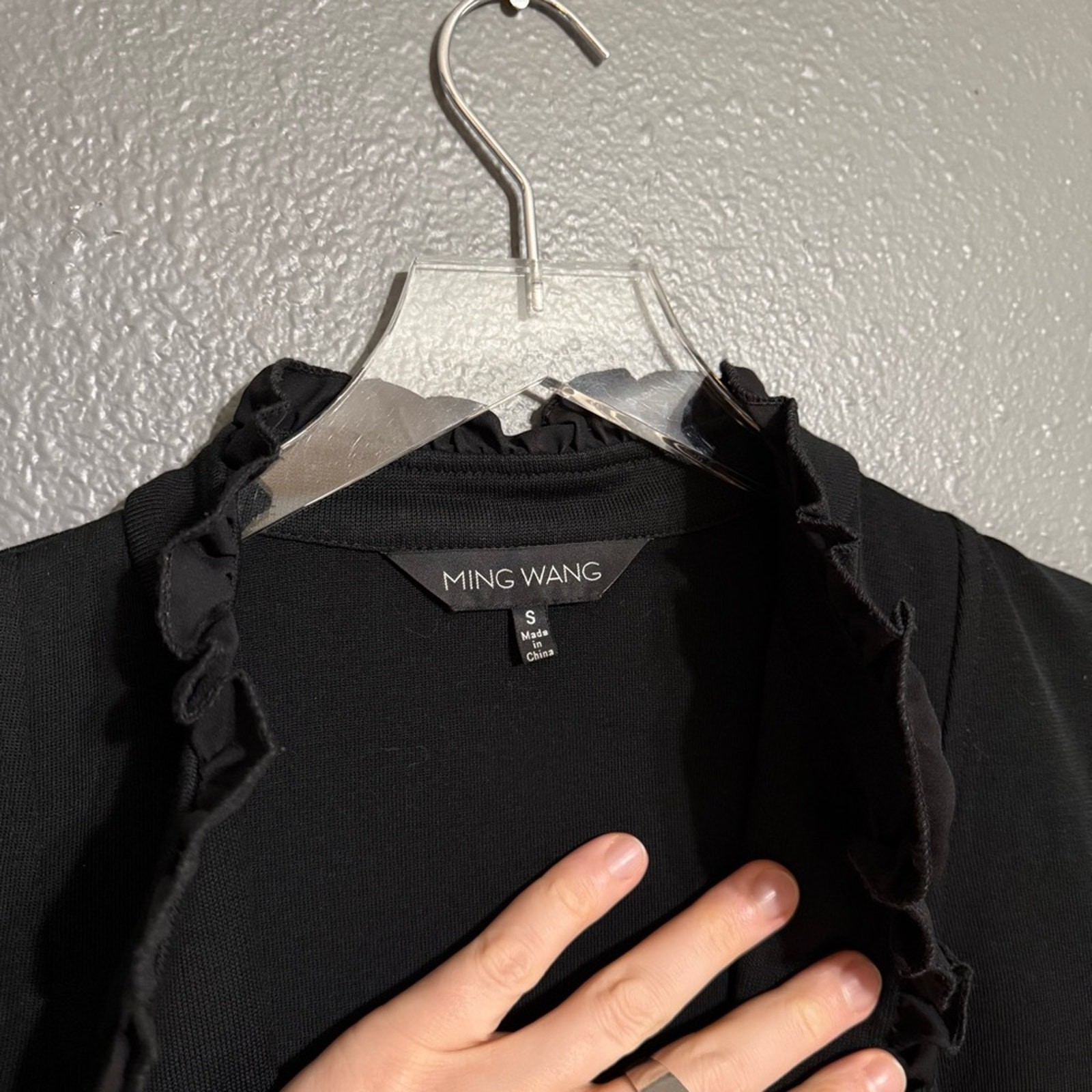 Ming Wang Ruffle Edge Open Front Knit Jacket Size S