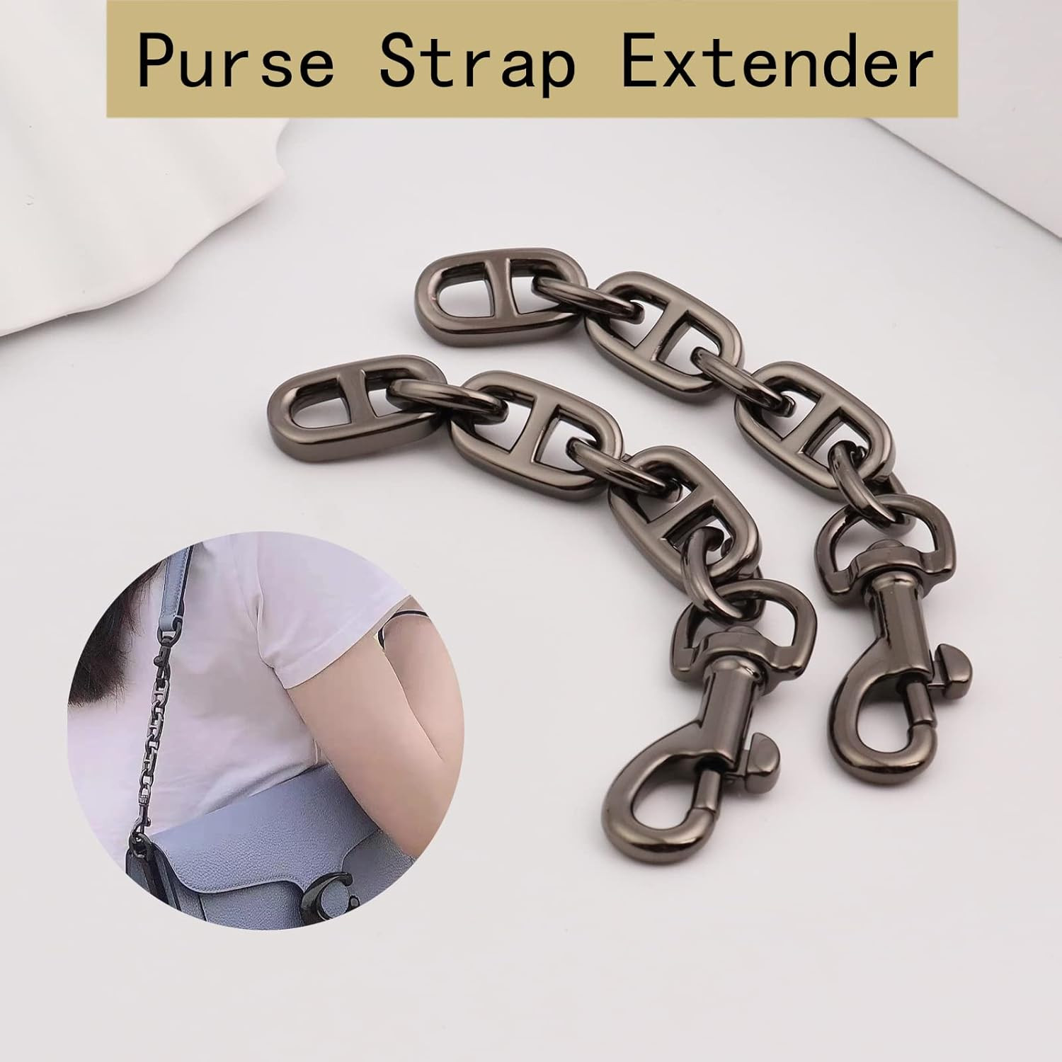 Purse Strap Extender 2Pcs 4.7 Inch Bag Extender Chain for Shoulder Bag Metal Cha