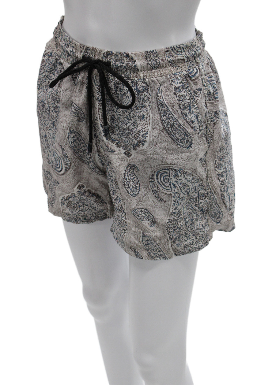 Etro Mens Beige Paisley Drawstring Beach Shorts 100% Polyamide Size S