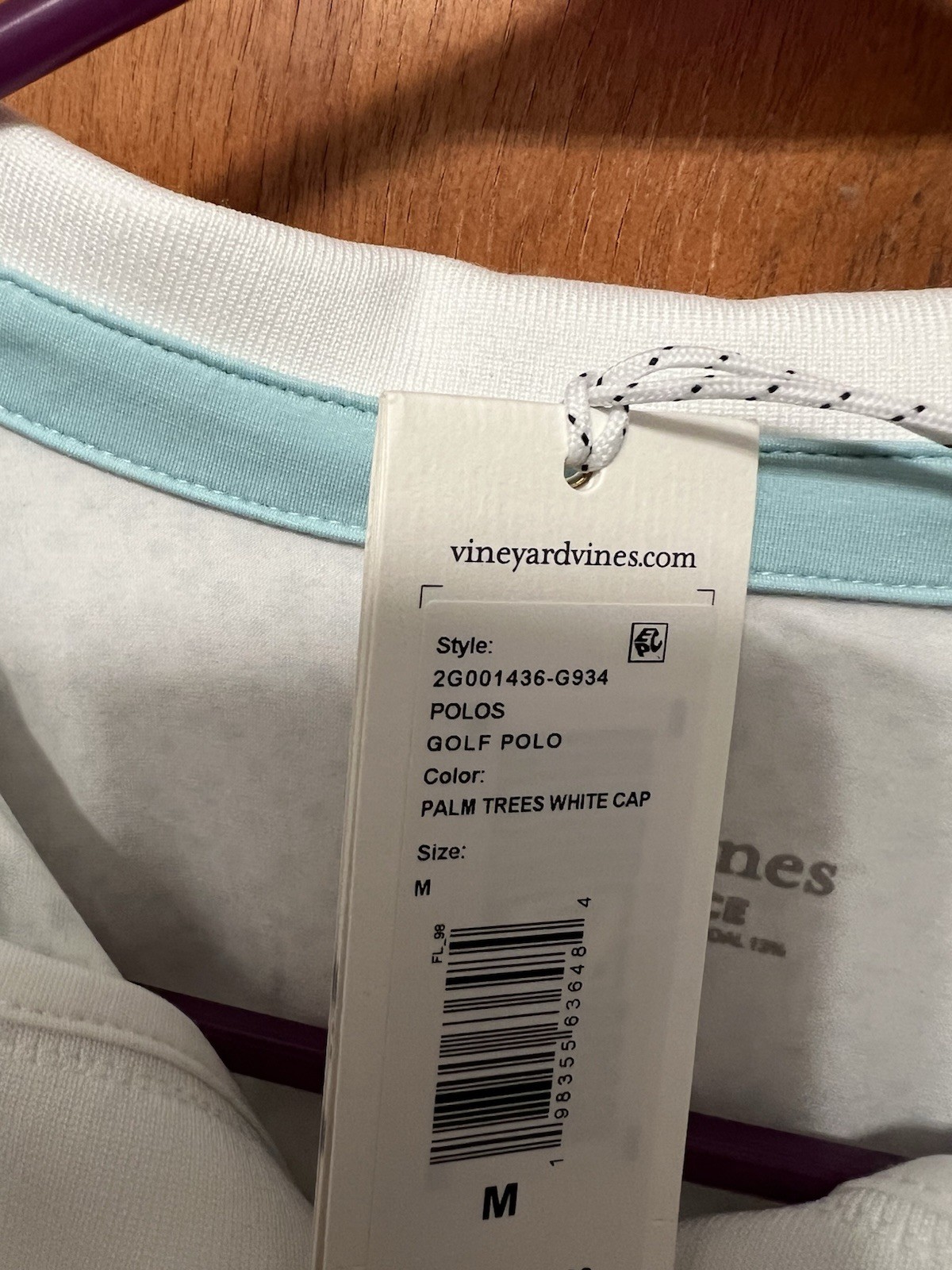 NWT Vineyard Vines Women Performance Polo In Palm Trees White Cap, M, MSRP $85