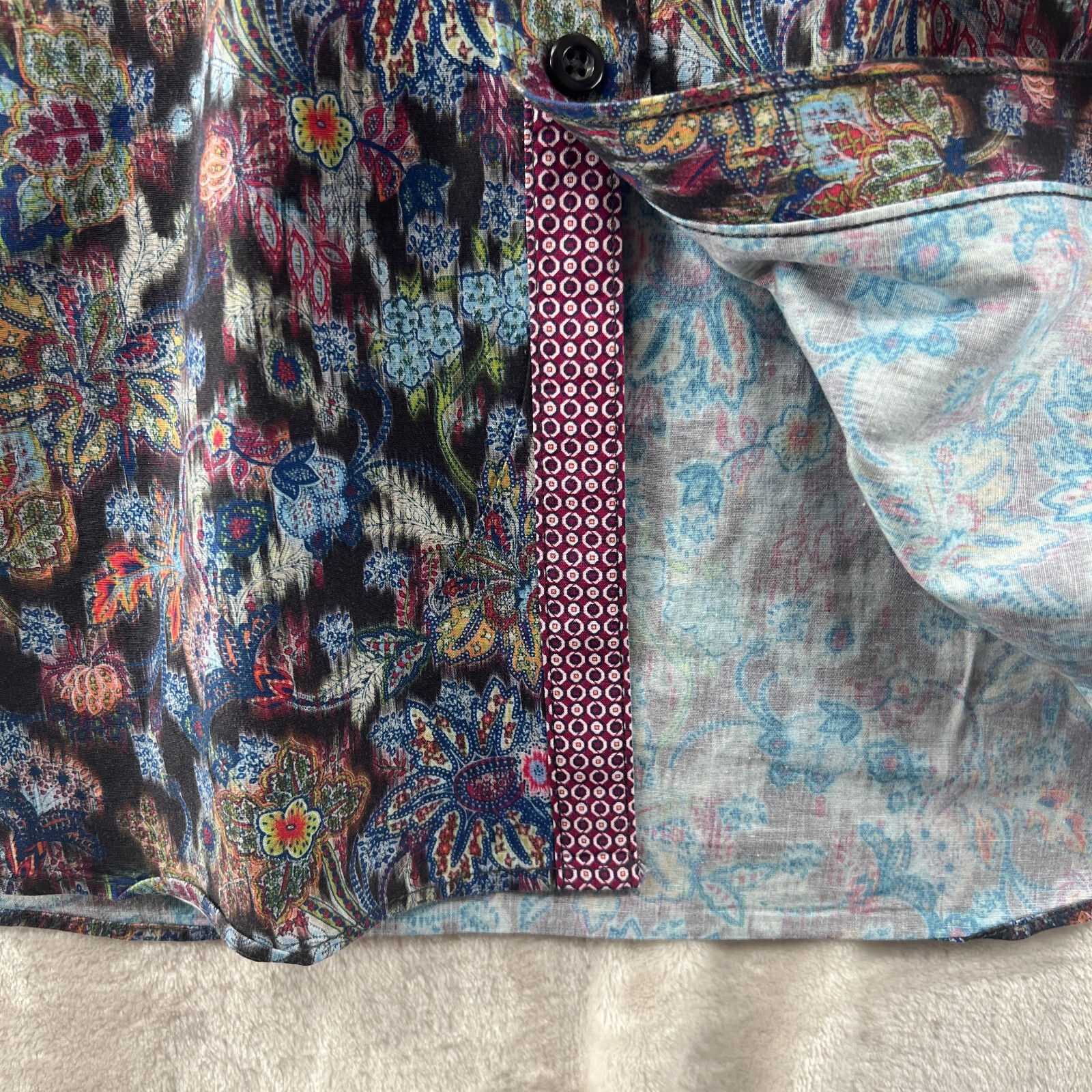 Tallia Men’s Size XL Floral Stretch Cotton Long Sleeve Flip Cuffs Casual Shirt