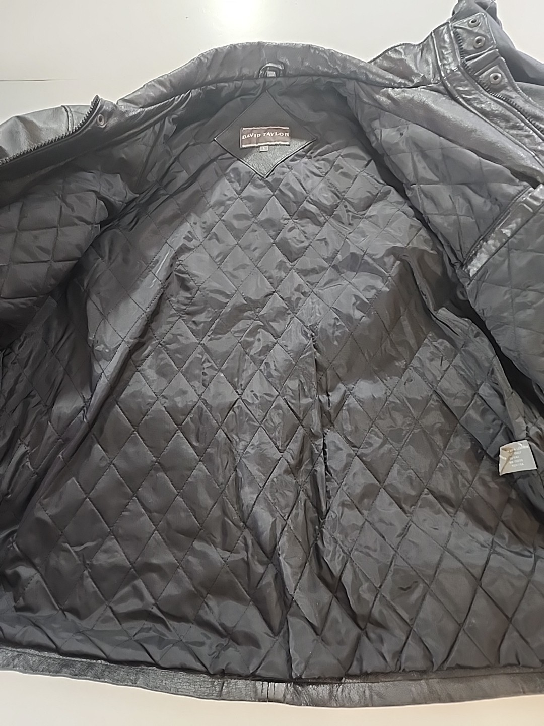 Men’s David Taylor Genuine Leather Jacket Size Large L Black Full Zip Coat