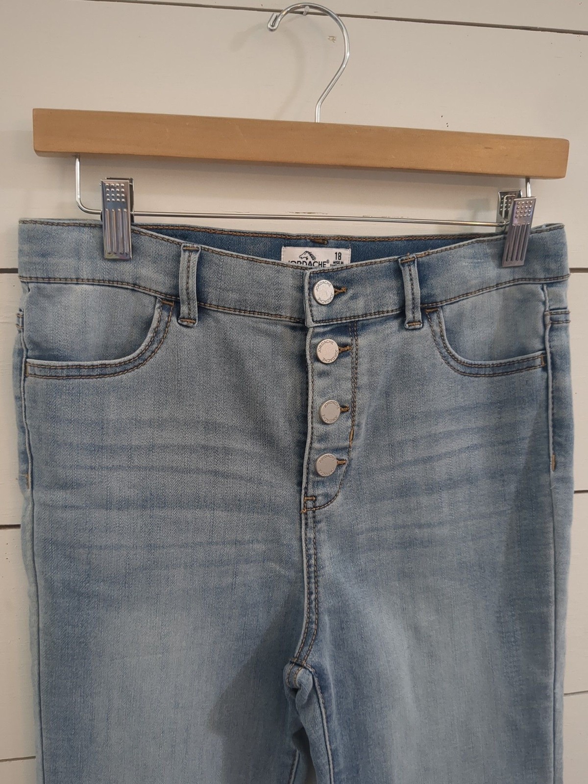Jordache super skinny snap button fly light wash jeans denim size 18