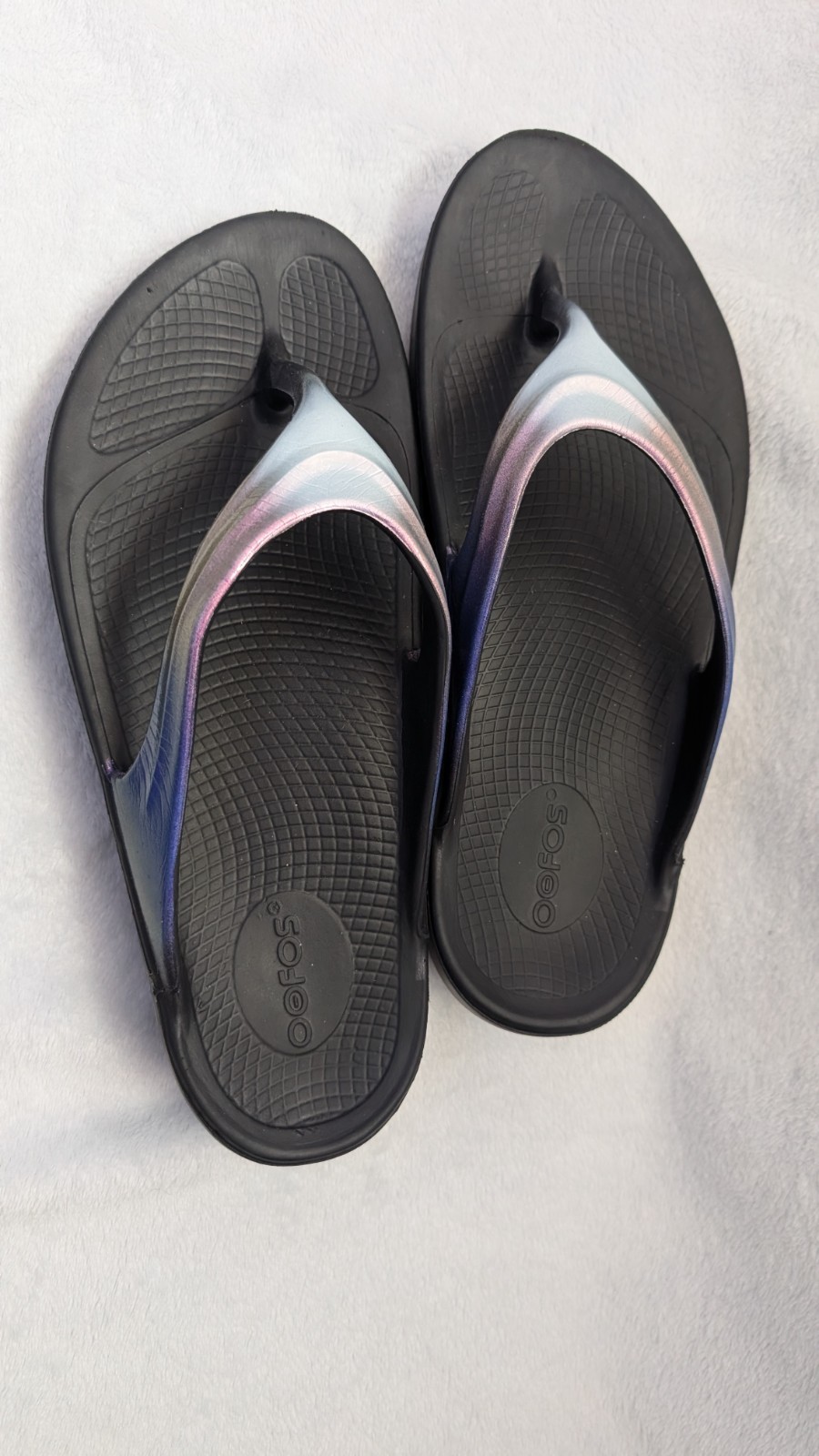 Oofos Oolala Luxe Womens Size 10 Recovery Slip-On Flip Flop Sandal Midnight Blue