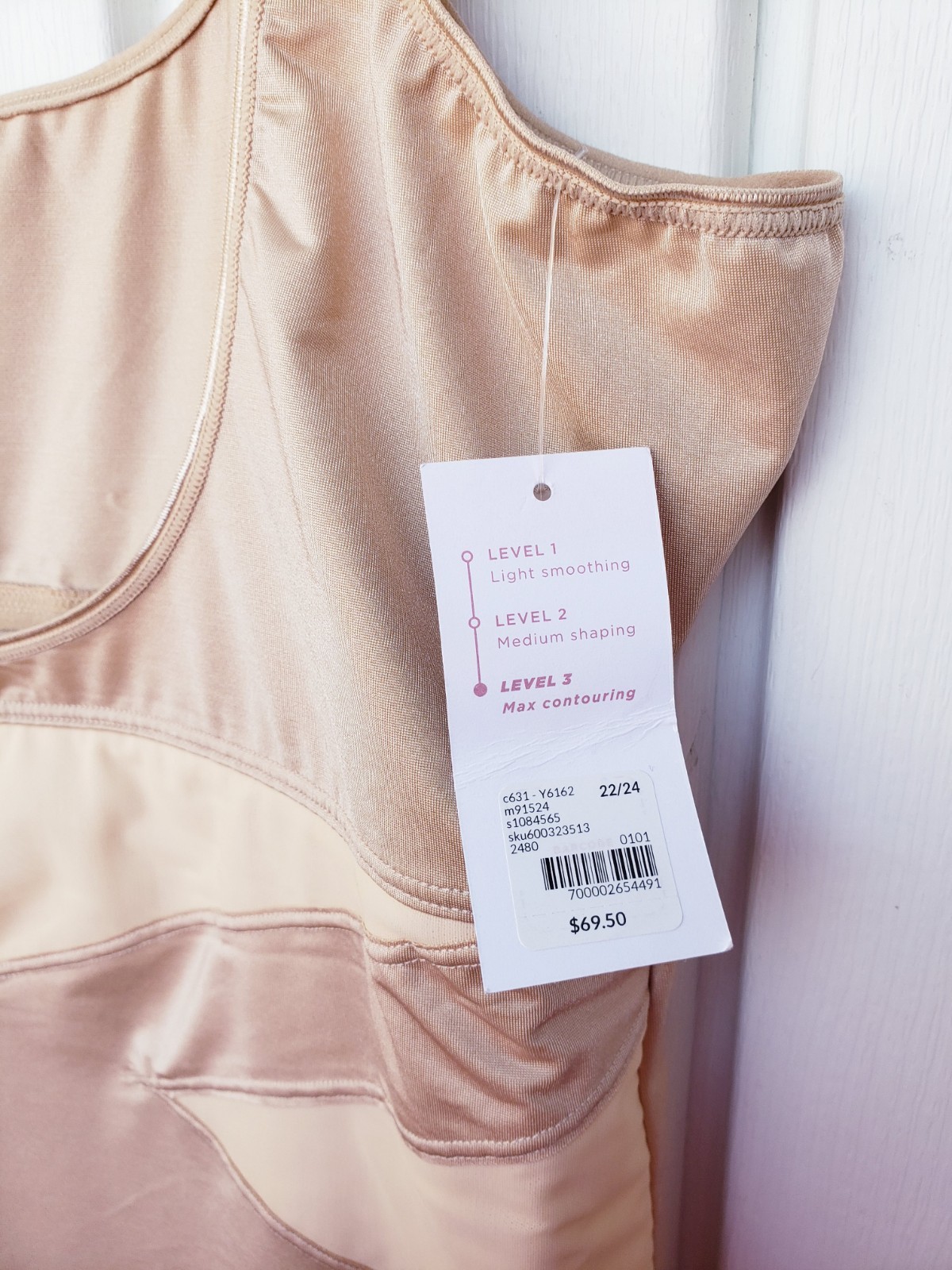 Cacique Open Bust Bodysuit Max Contouring Shapewear Size 22/24 Beige NEW