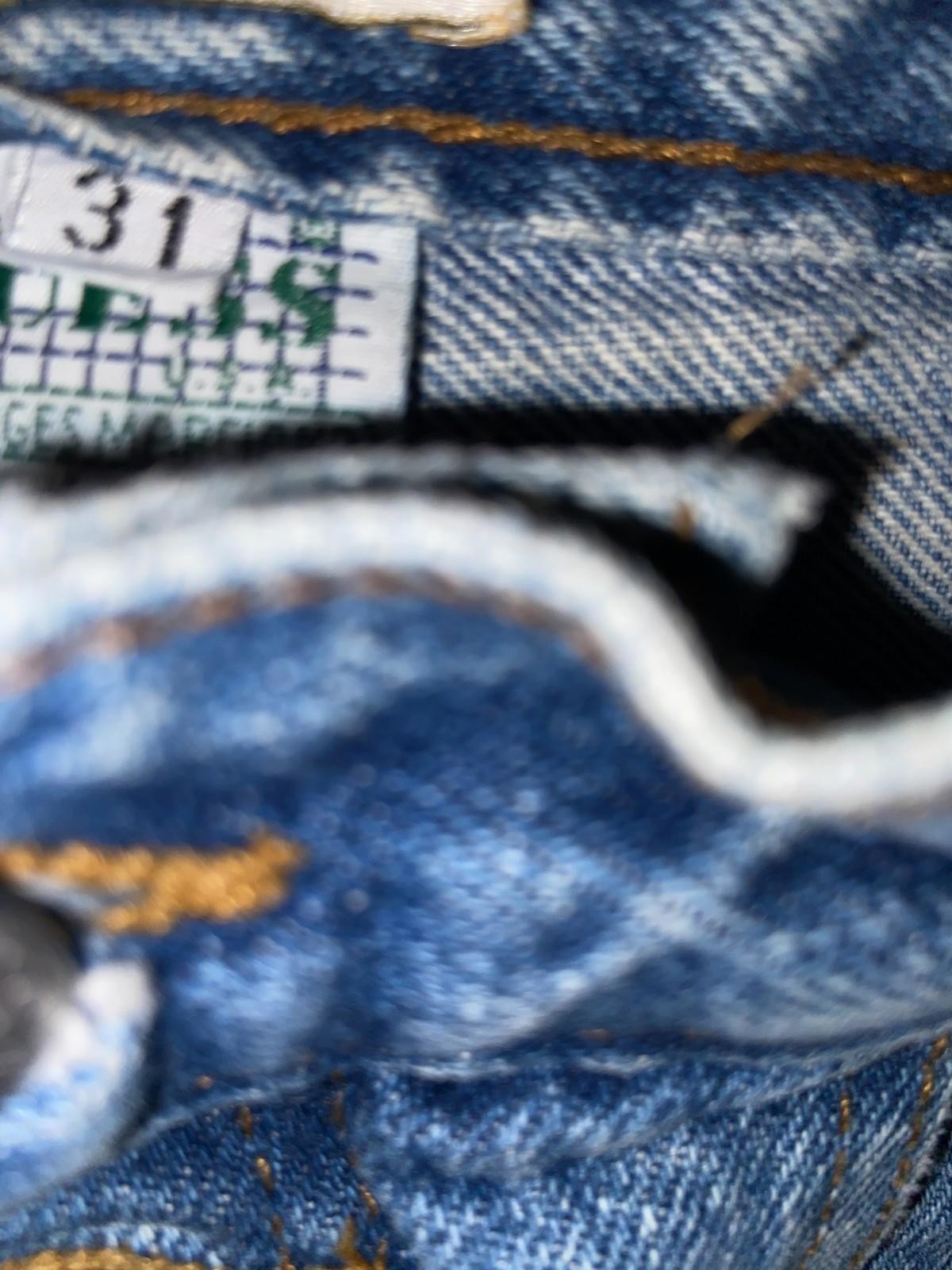 Guess Jeans VTG 90s Med Blue Dual Button Zip Fly High Waist Tapered 31 read (10)