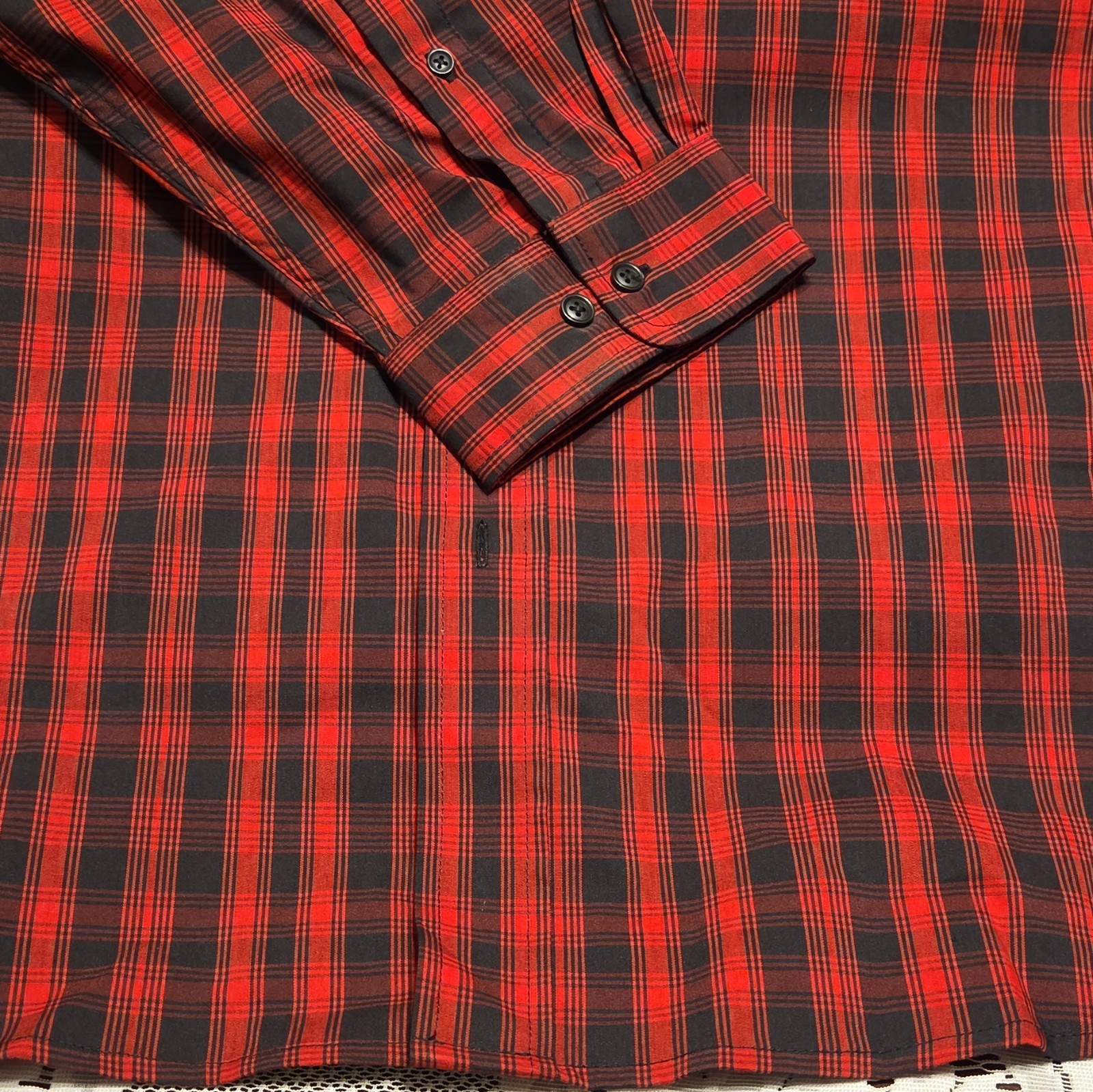 U.S. Polo Assn. Mens Red Black Plaid Stretch Long Sleeve Button-Down 3XL 48