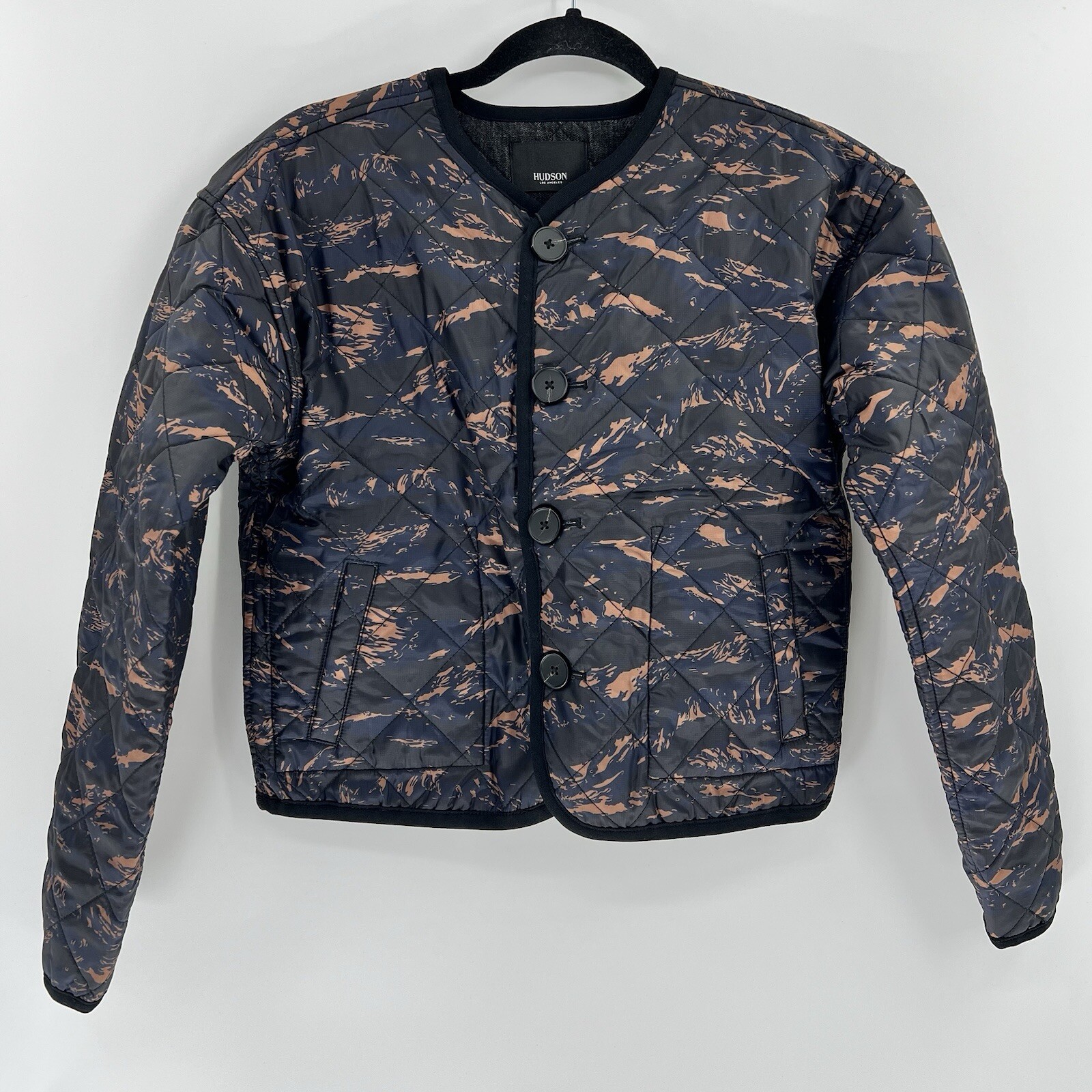 Hudson Reversible Quilted Jacket XS Cropped Camo Print NWT $295